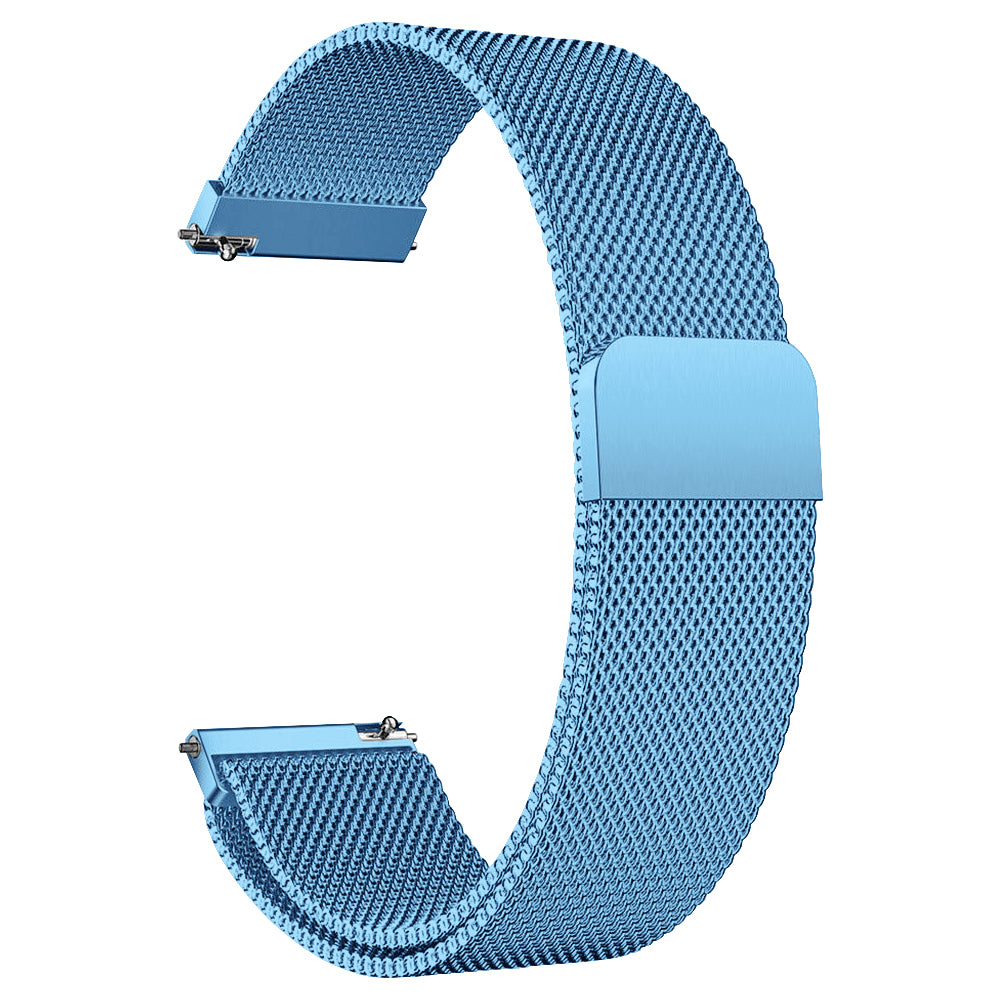Sky blue Milanese mesh watch band with quick release connector and magnetic closure clasp