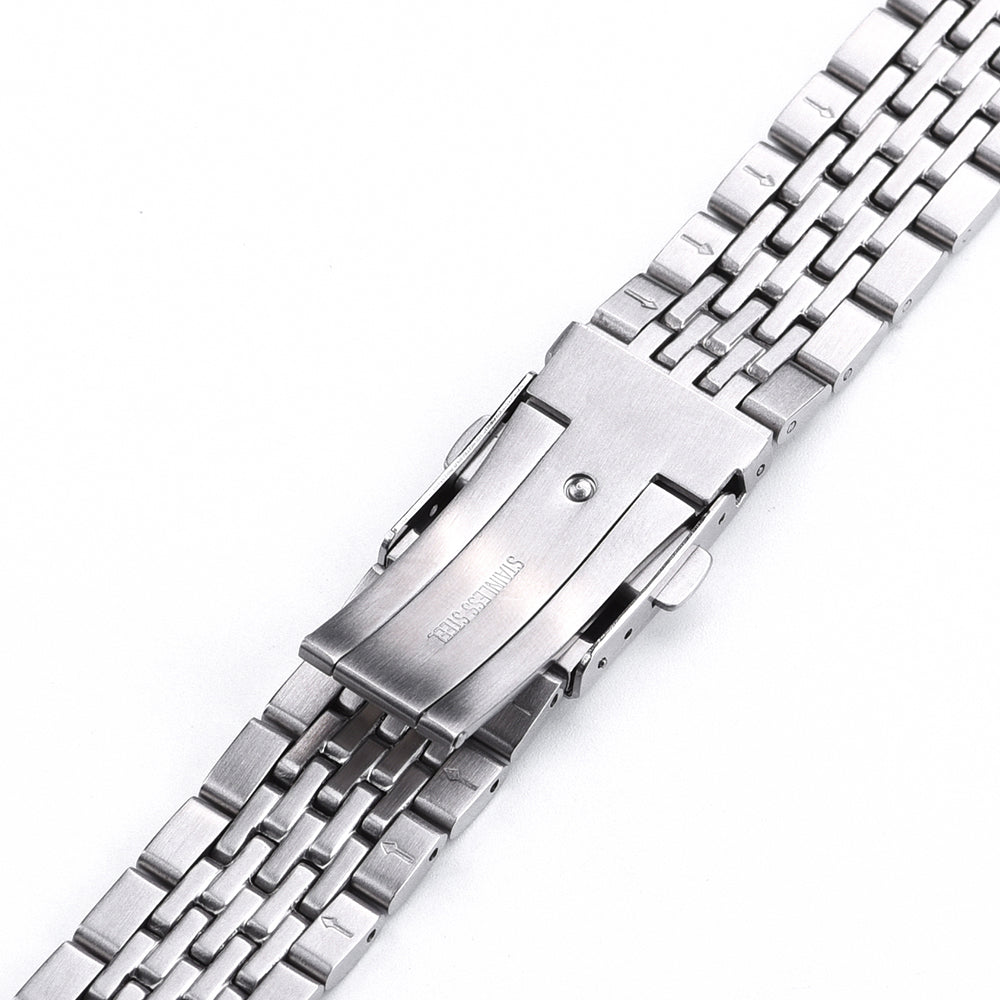 Stainless steel beads of rice watch bracelet with quick release deployment clasp