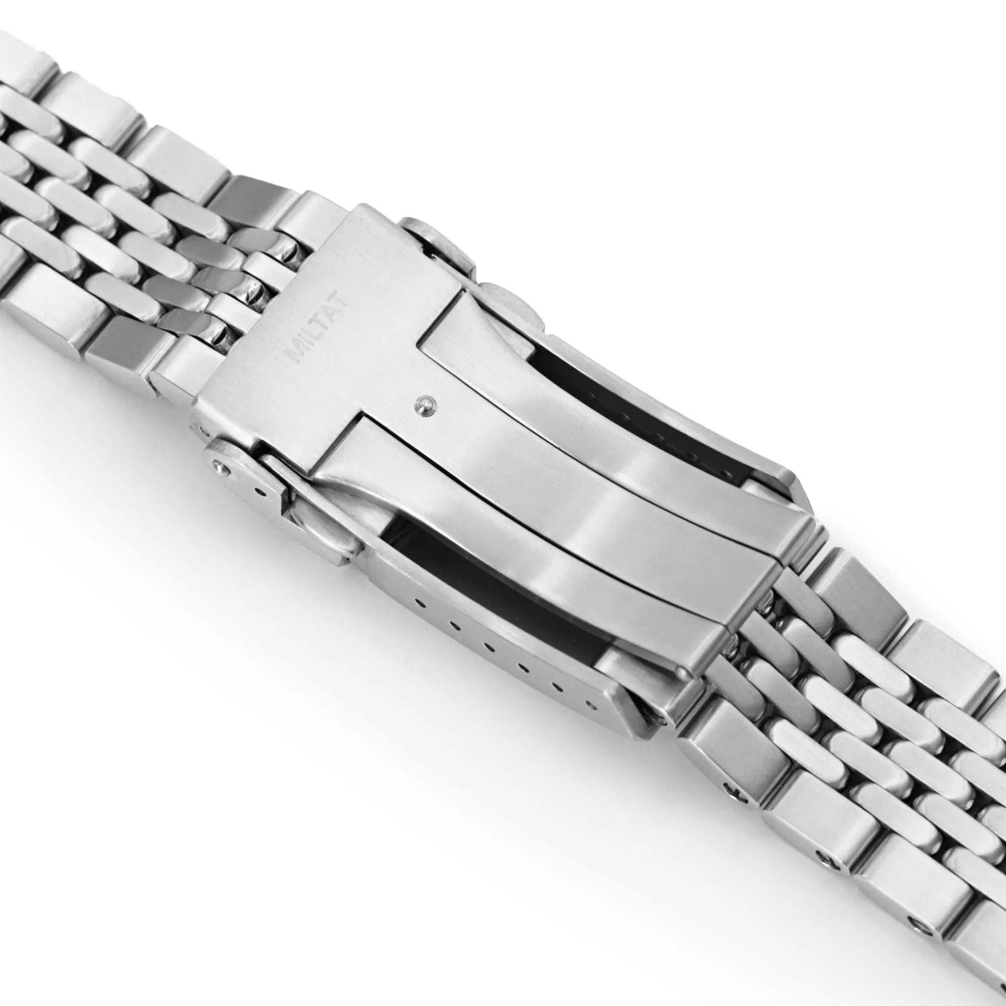 Strapcode GOMA BOR stainless steel bracelet for Seiko 5 watches with solid end links and secure clasp closure
