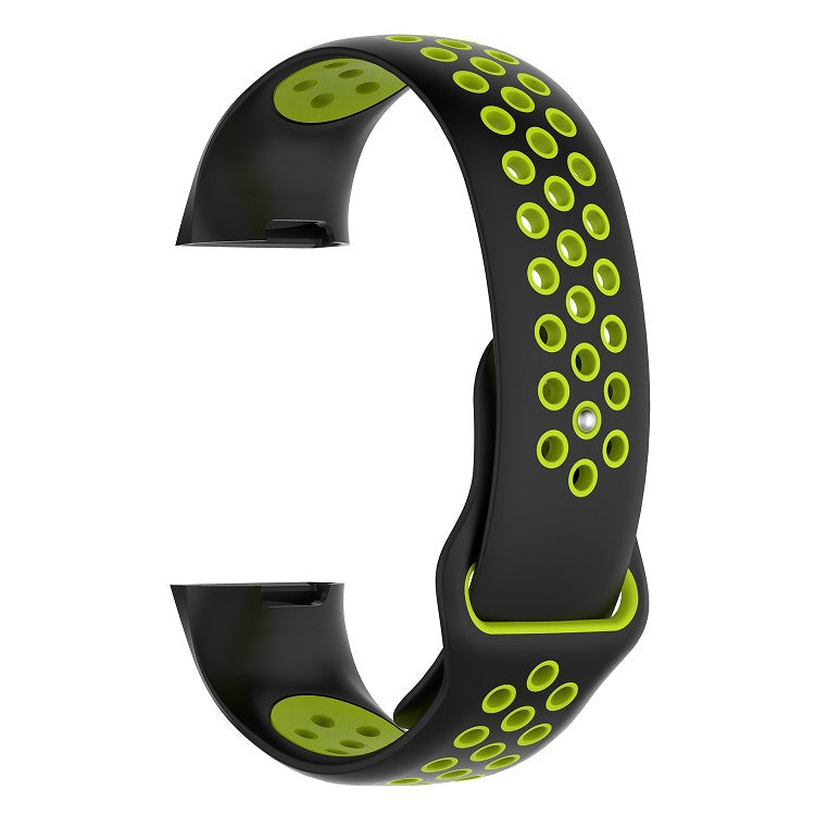 Black and neon yellow perforated silicone sport band for Fitbit Charge 3 and Charge 4 fitness tracker