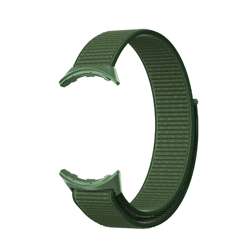 Green fabric sports loop watch band with velcro fastening for Google Pixel smartwatch