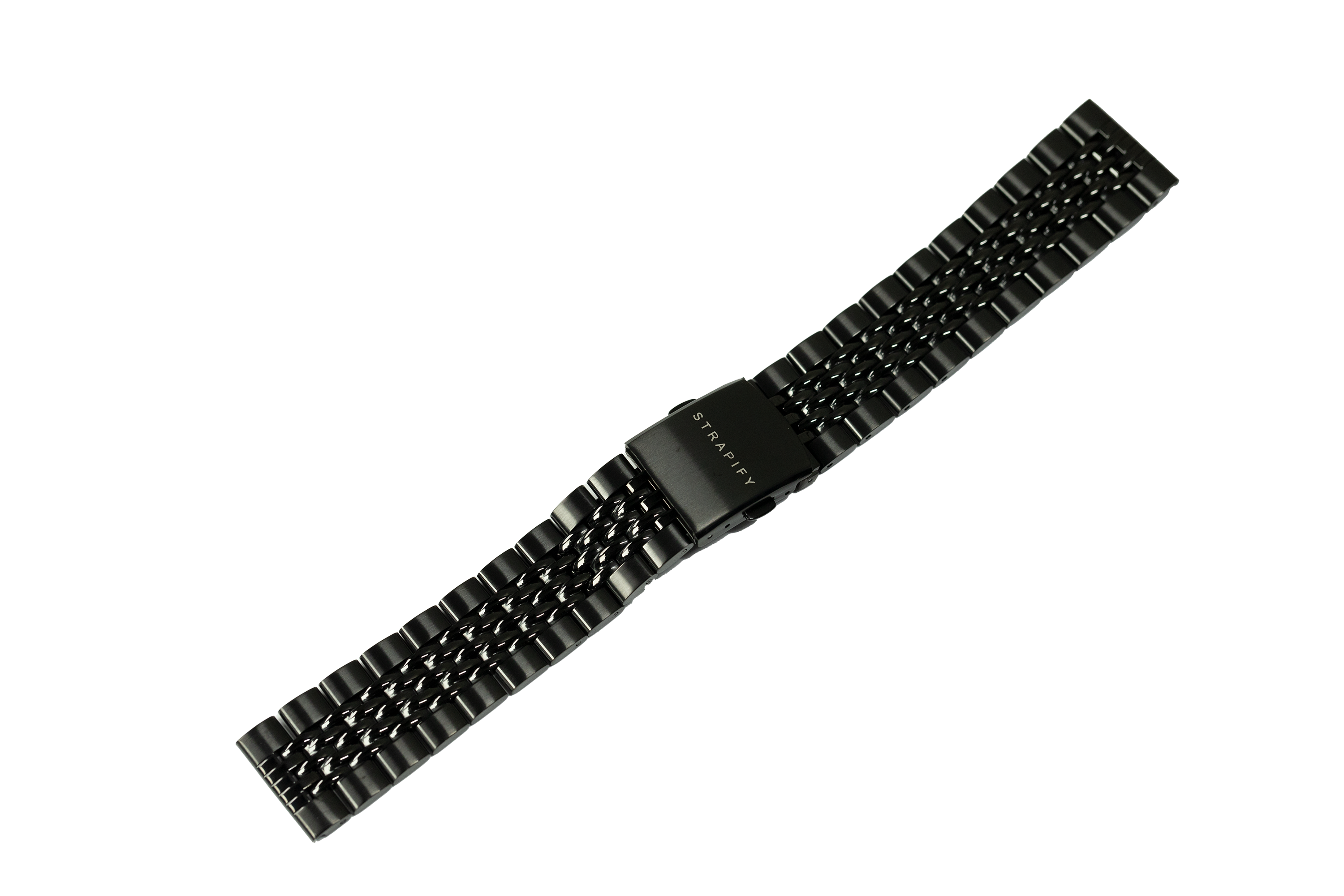 Black steel beads of rice watch bracelet with quick release clasp and adjustable links