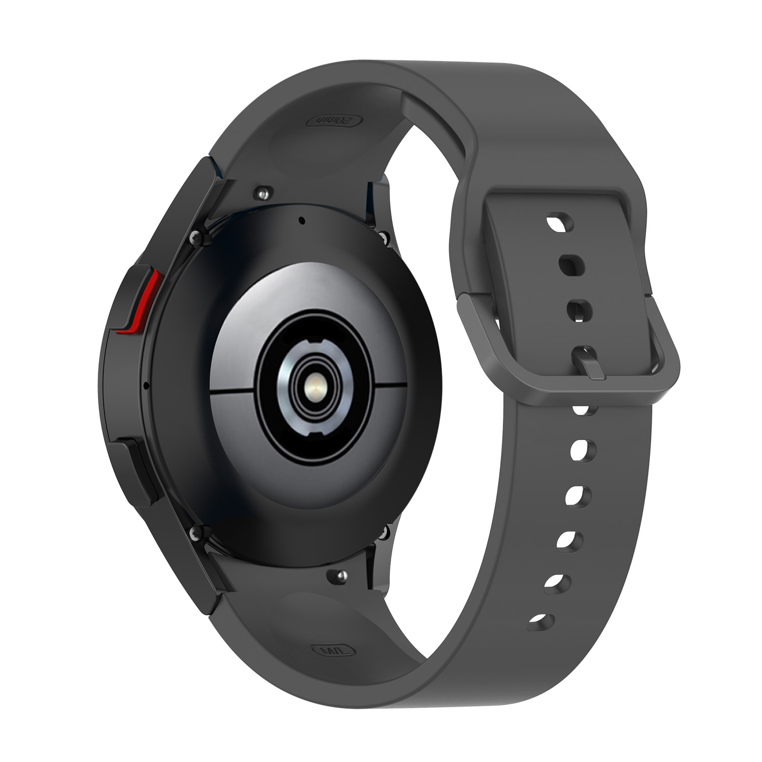 Black silicone smartwatch band with gapless flexi design, compatible with Galaxy Watch 4-7 and Vivomove HR models