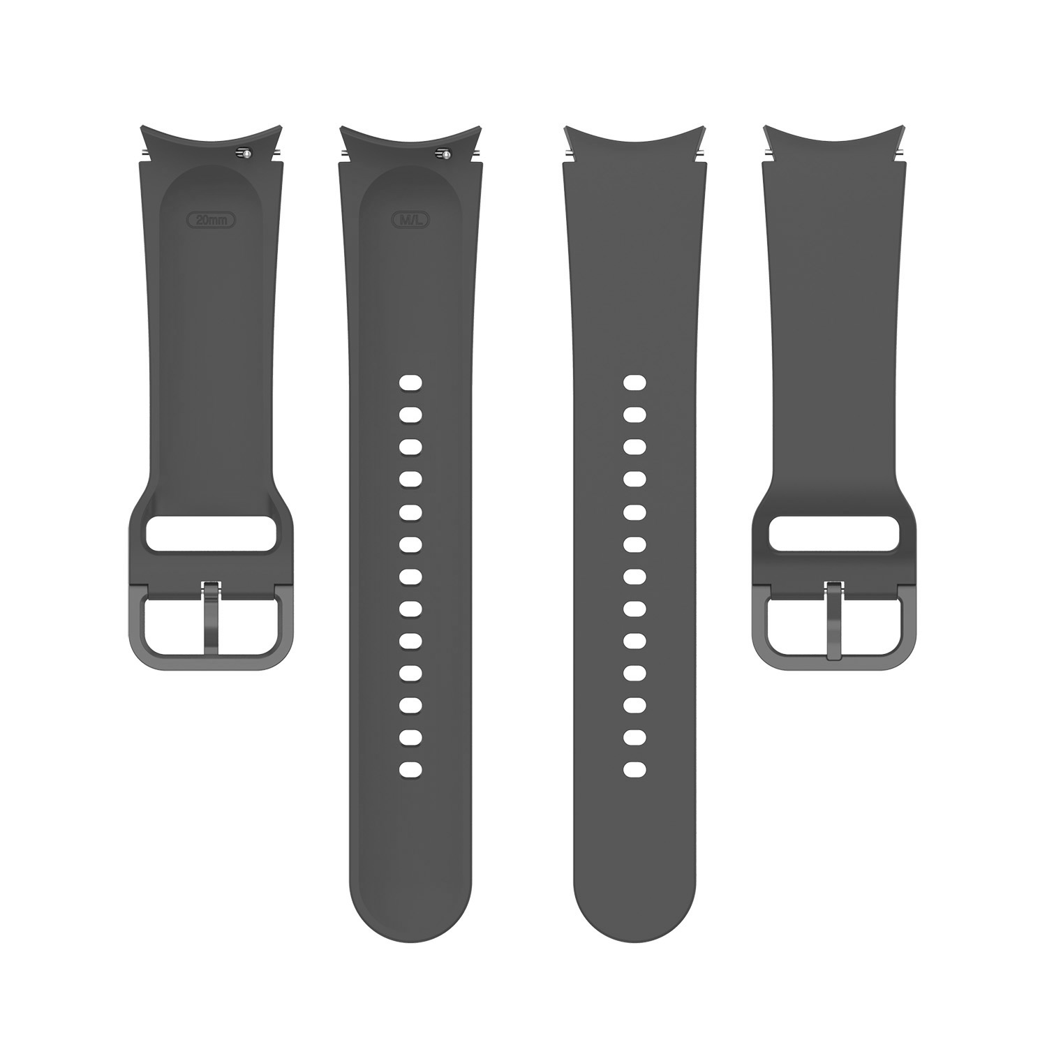 Black silicone watch bands with gapless flexi design, adjustable sizing options, quick-release connectors and ventilation holes