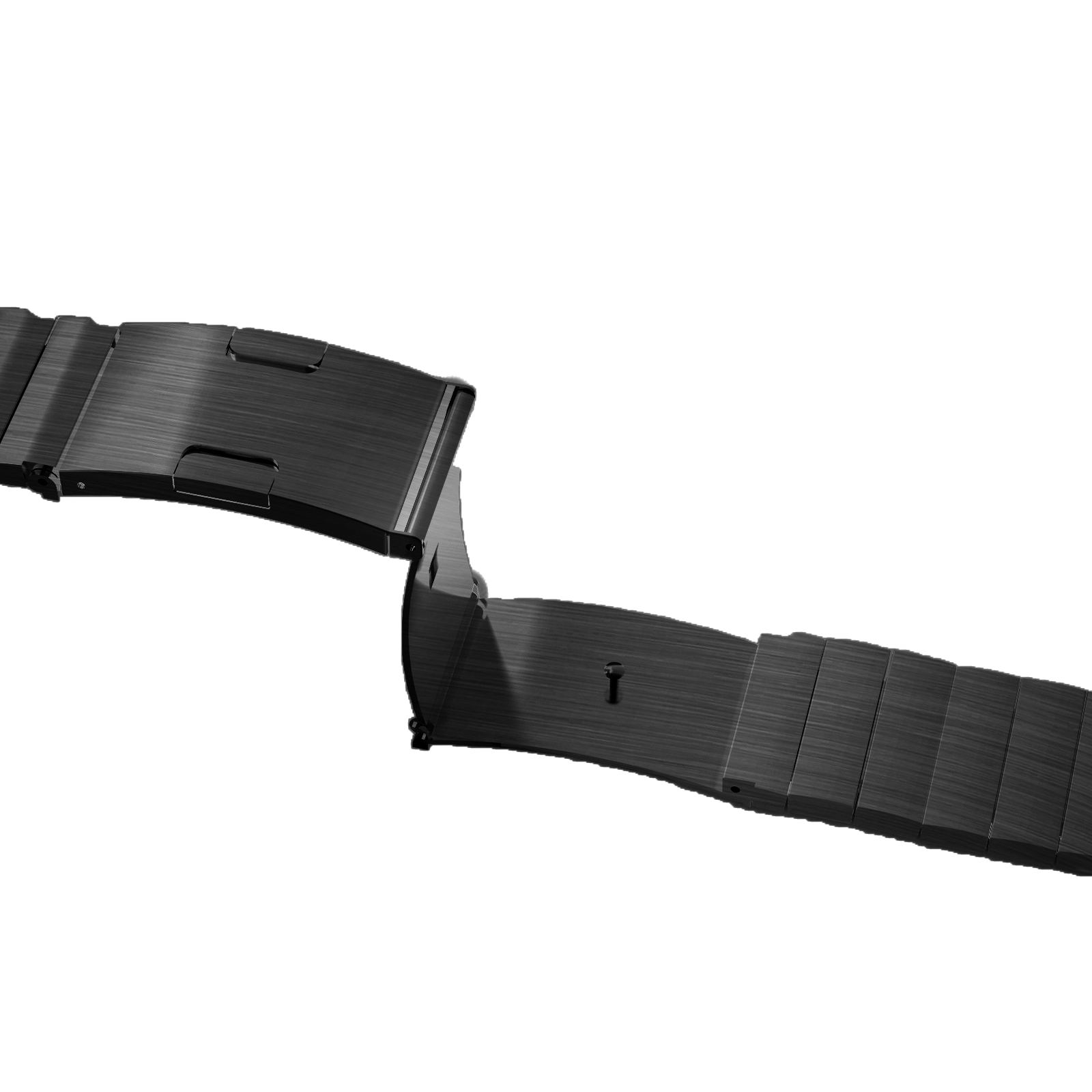 Black quick release bracelet with segmented expandable design and metal buckle closure