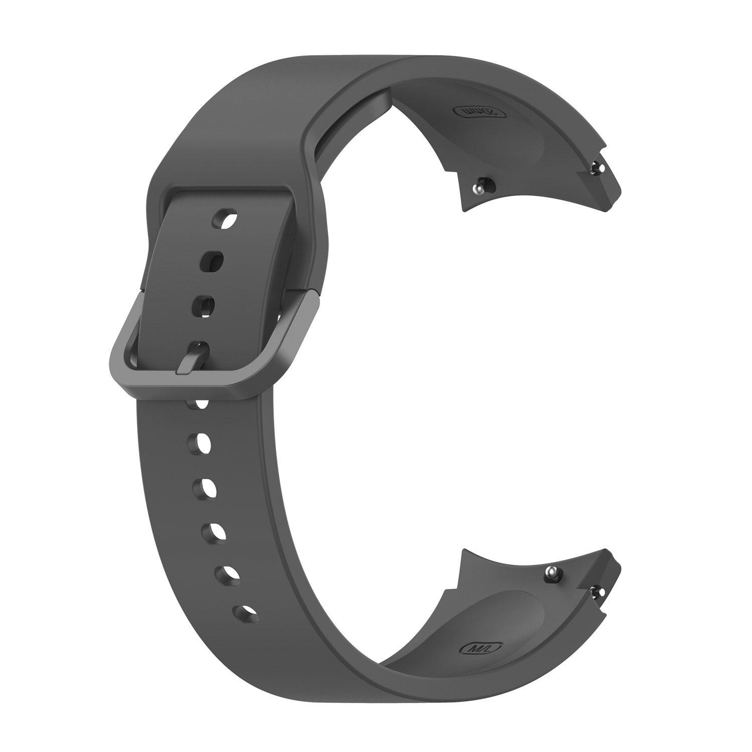 Charcoal silicone smartwatch band with adjustable gapless design and perforated breathable strap for Galaxy Watch 4-7 and Vivomove HR