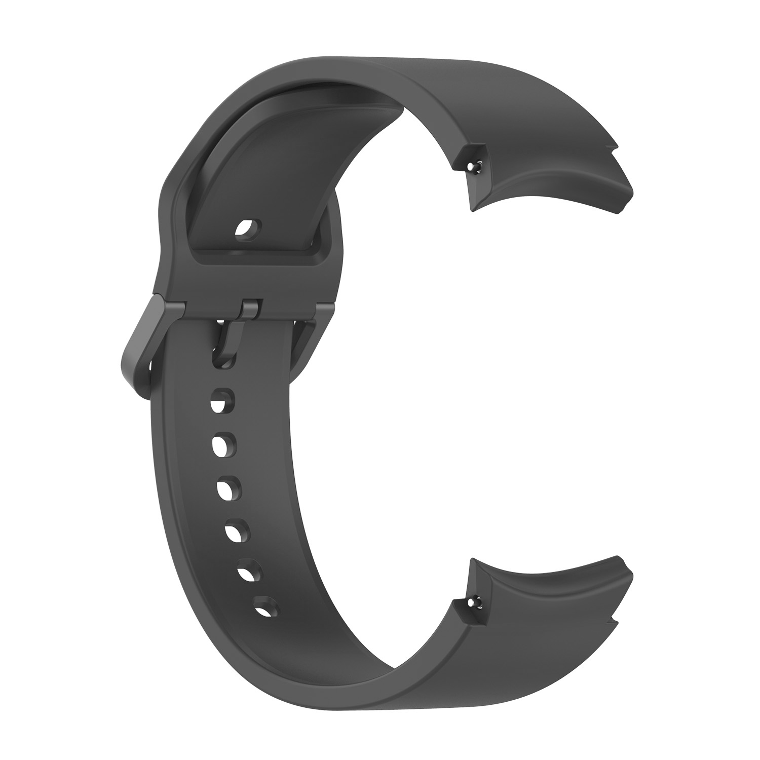 Black silicone watch band with gapless flexi design, adjustable strap with ventilation holes and quick-release pins for Galaxy Watch and Vivomove