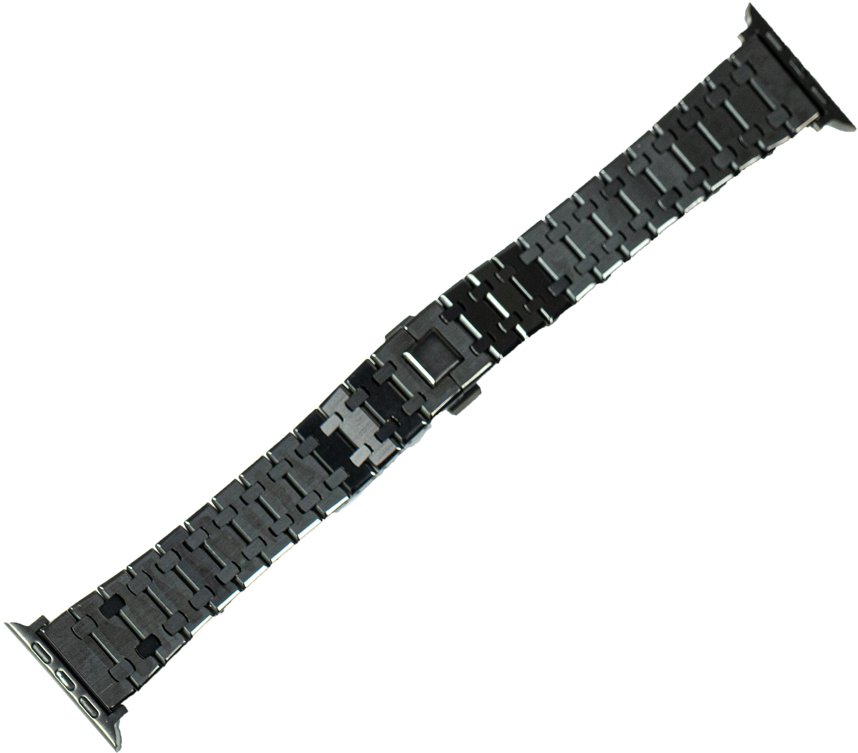 Black stainless steel medallion bracelet for Apple Watch with link band and adjustable clasp