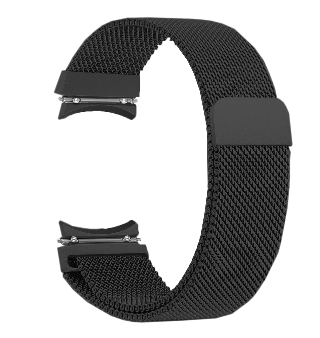Black milanese mesh watch band with magnetic clasp for Galaxy Watch 4-7 models