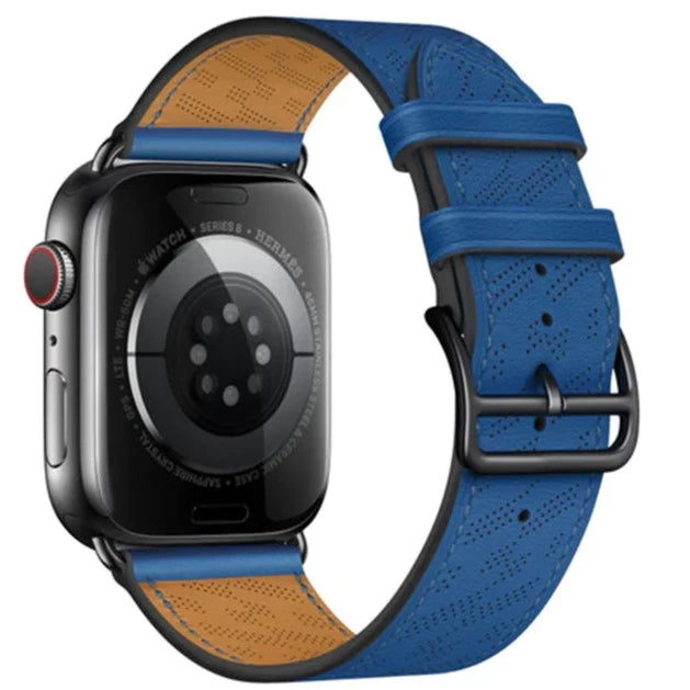 [Apple Watch] H Perforated - Single Tour - Blue