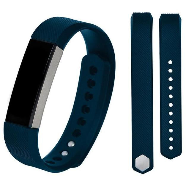 Teal silicone fitness tracker band with replacement strap and metal clasp for Fitbit Alta and Ace