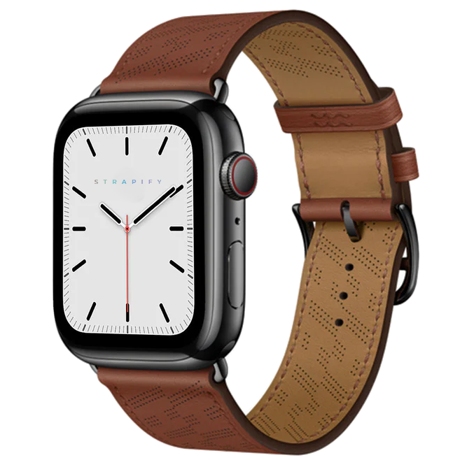 [Apple Watch] H Perforated - Single Tour - Chocolate Brown