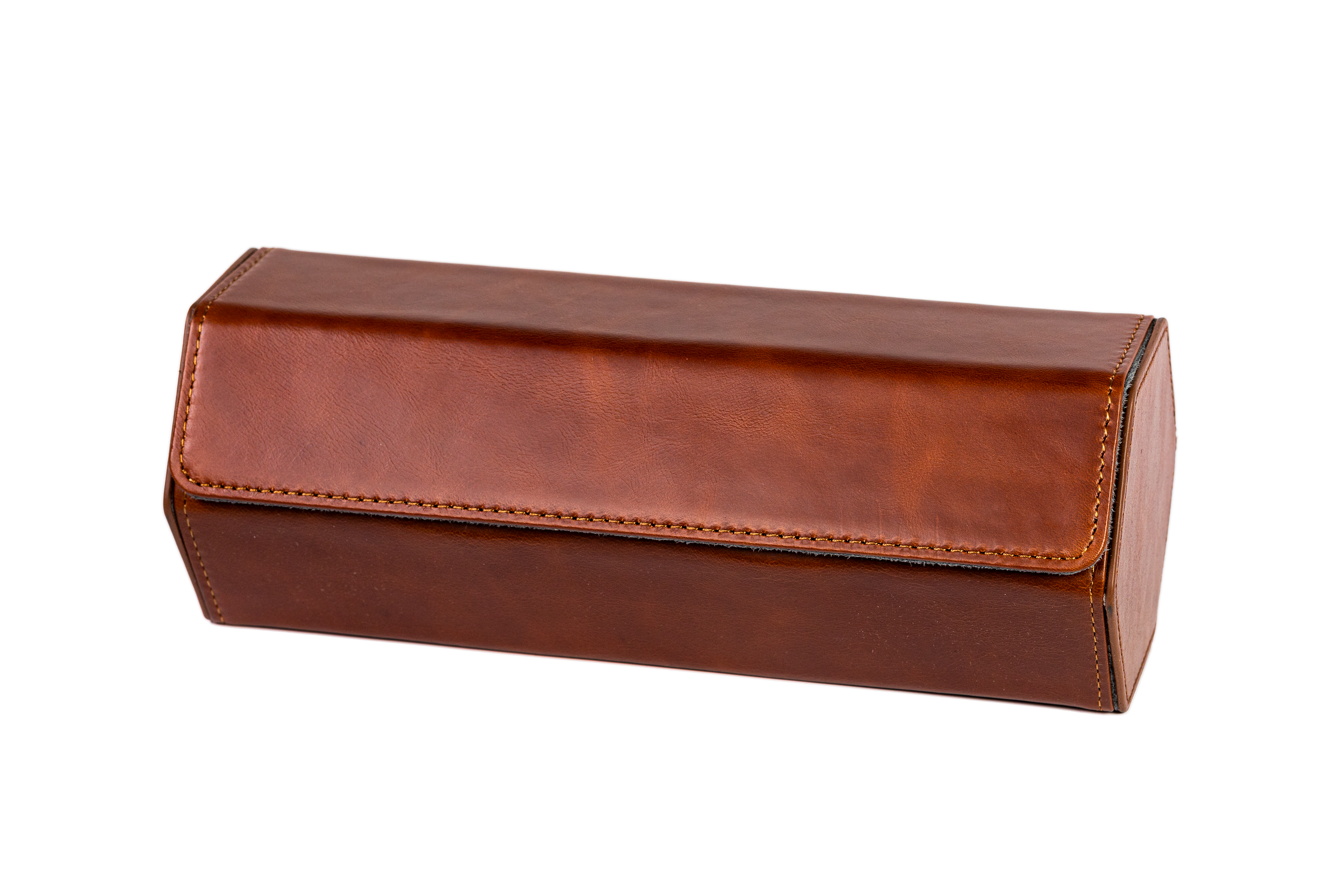 Jefferson - 3 Watch Roll - Full Grain Leather Dark Brown | Brown Velvet