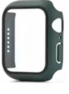 Green protective bumper case for Apple Watch Series 1-9 with screen cutout and side button access