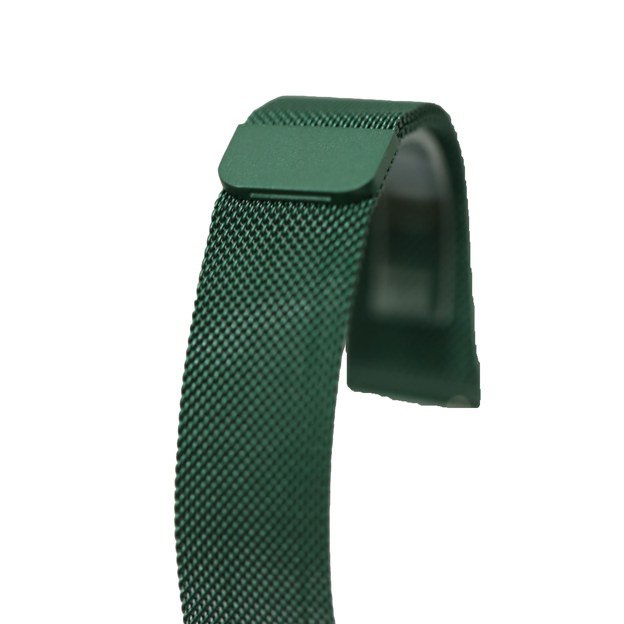 Green quick release milanese mesh watch band with velcro closure strap