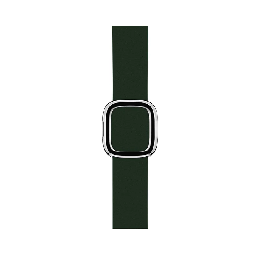 Apple Watch smartwatch with forest green modern buckle band and square case design