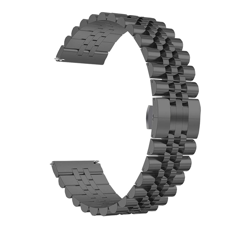 Black stainless steel jubilee watch bracelet with quick release mechanism and curved end links