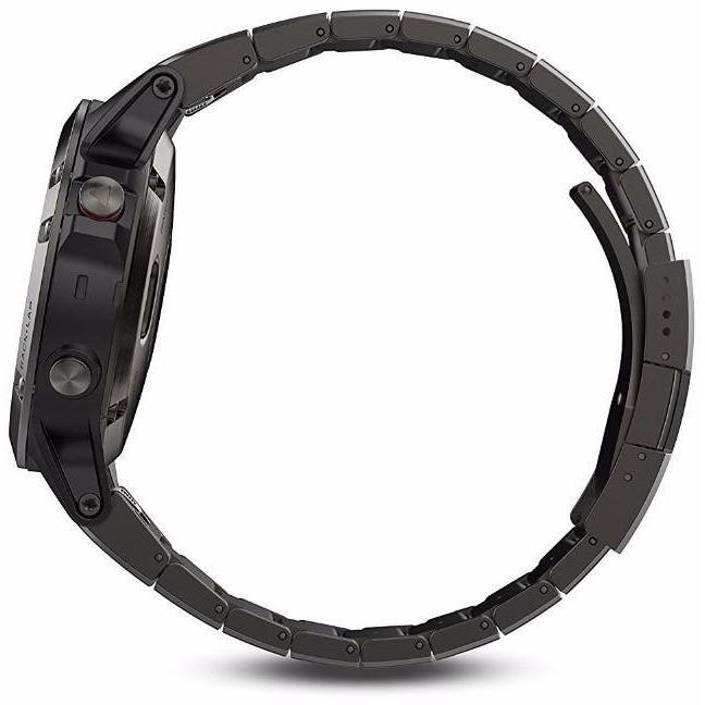 Black QuickFit link bracelet watch band with segmented titanium links and secure clasp fastening