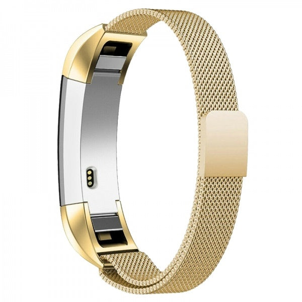 Gold Milanese mesh band for Fitbit Alta and Ace fitness tracker with magnetic closure and adjustable fit