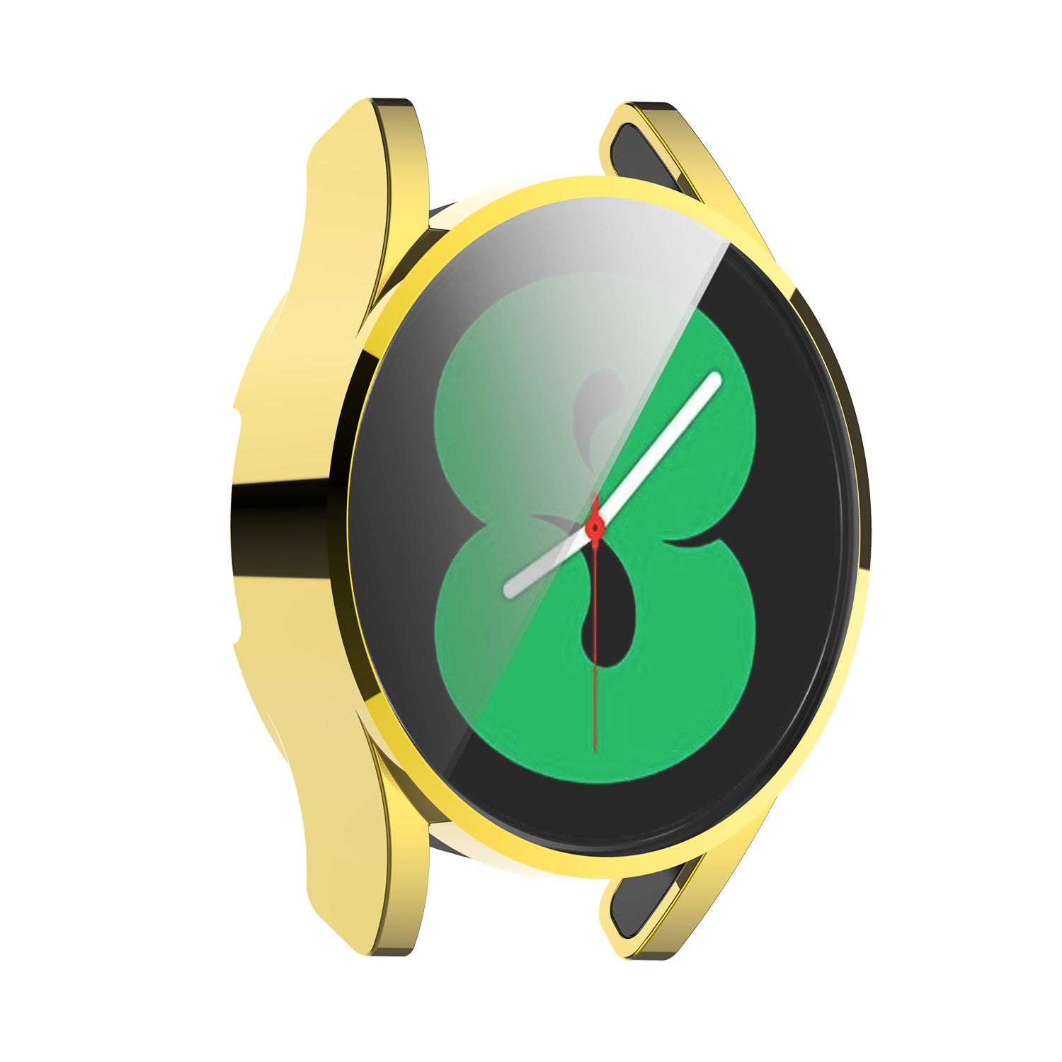 Yellow protective case with green leaf design for Galaxy Watch 4, featuring black accents and durable band