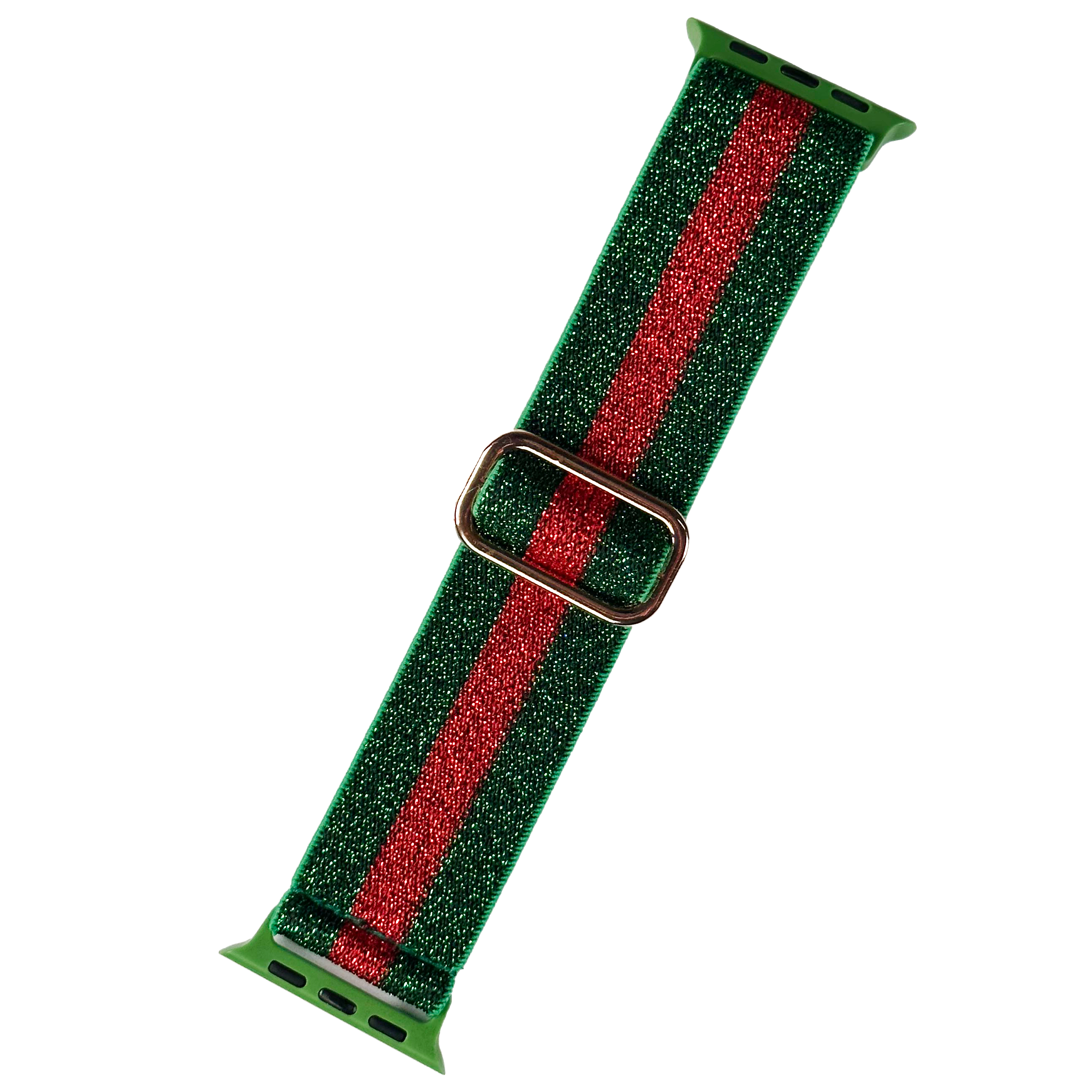 Green and red glitter weaved loop smartwatch band with metal buckle for Apple Watch