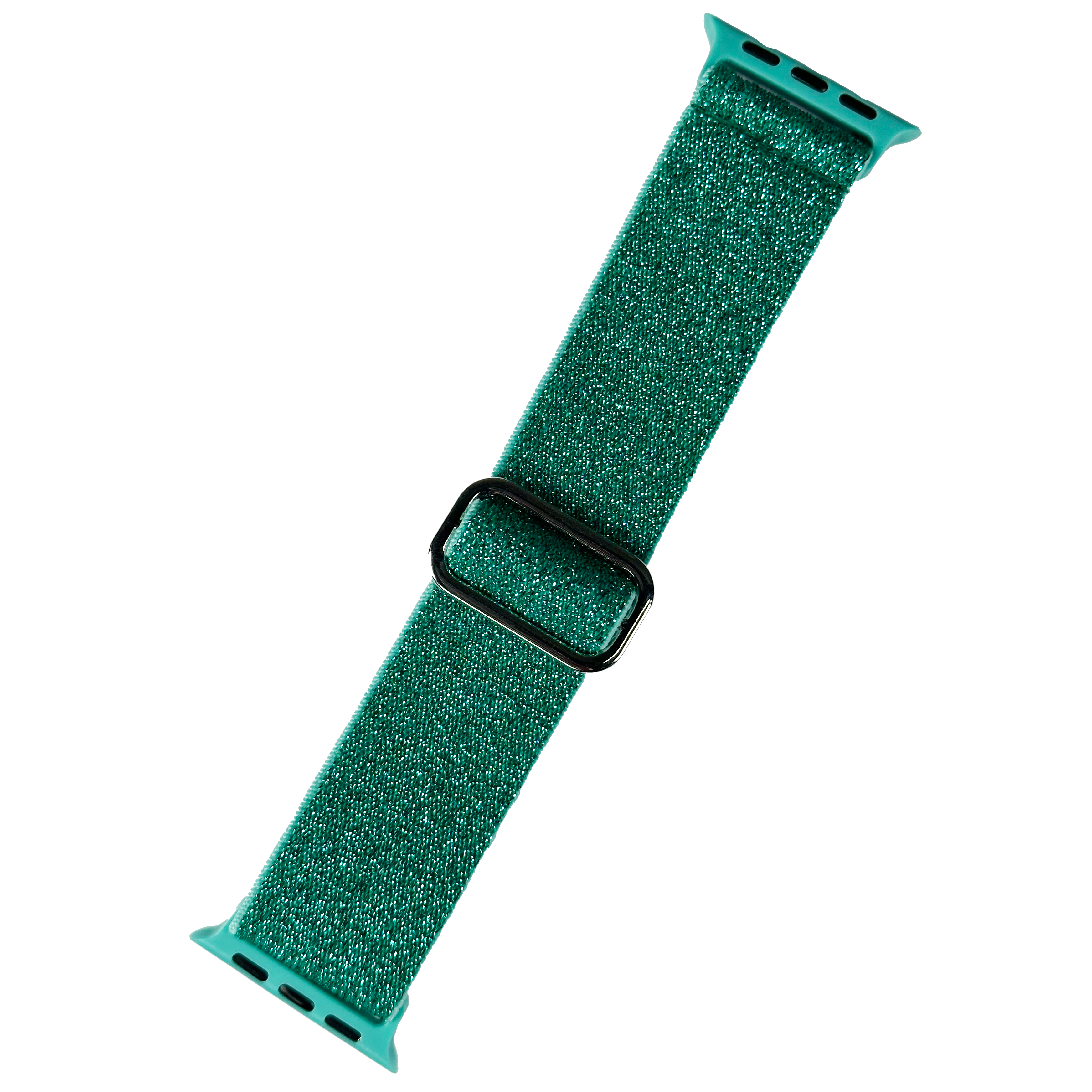 Turquoise sparkle woven loop smartwatch band with black buckle for Apple Watch