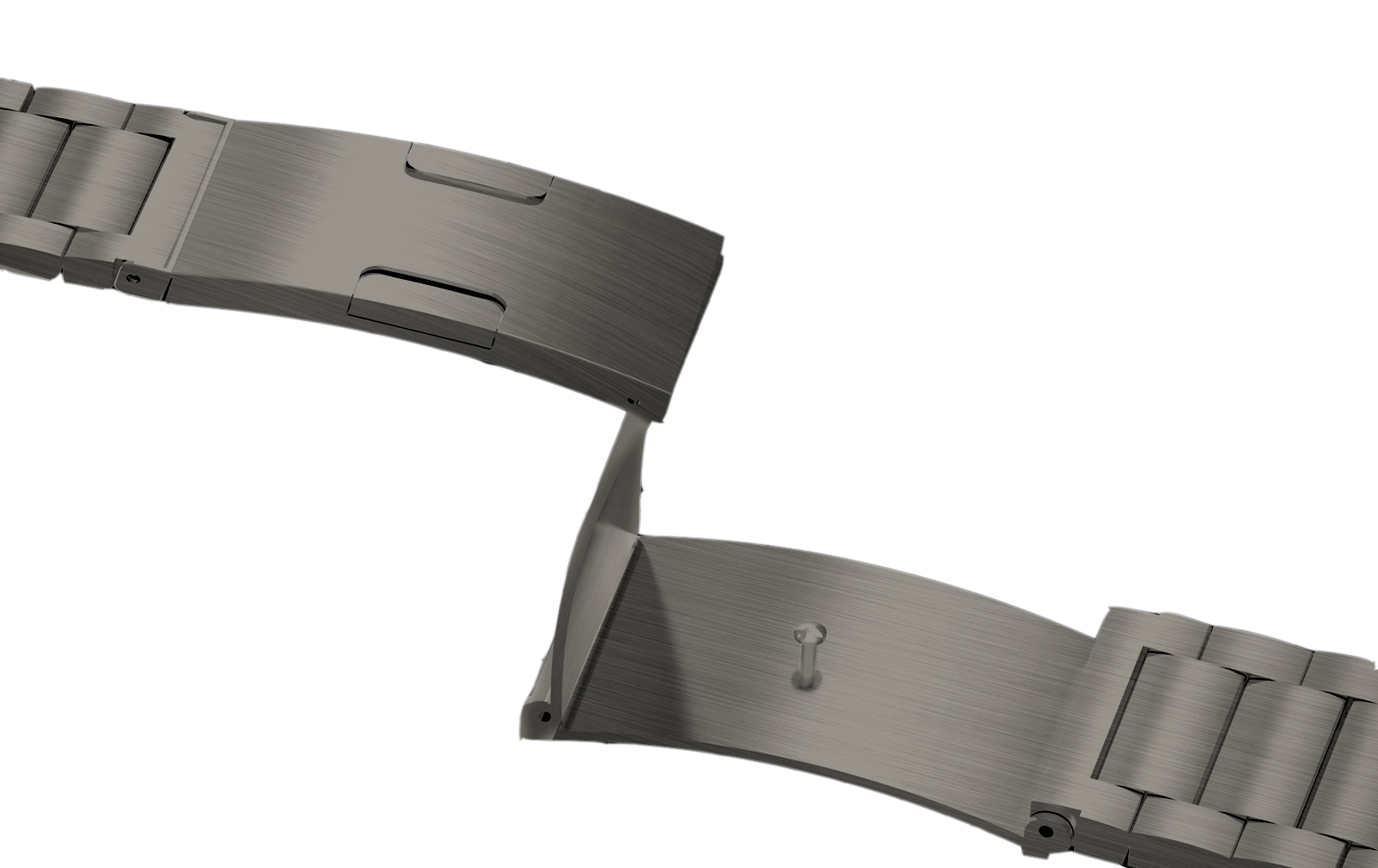 Gun metal grey stainless steel quick release watch bracelet with EasyFit adjustment links and secure clasp closure