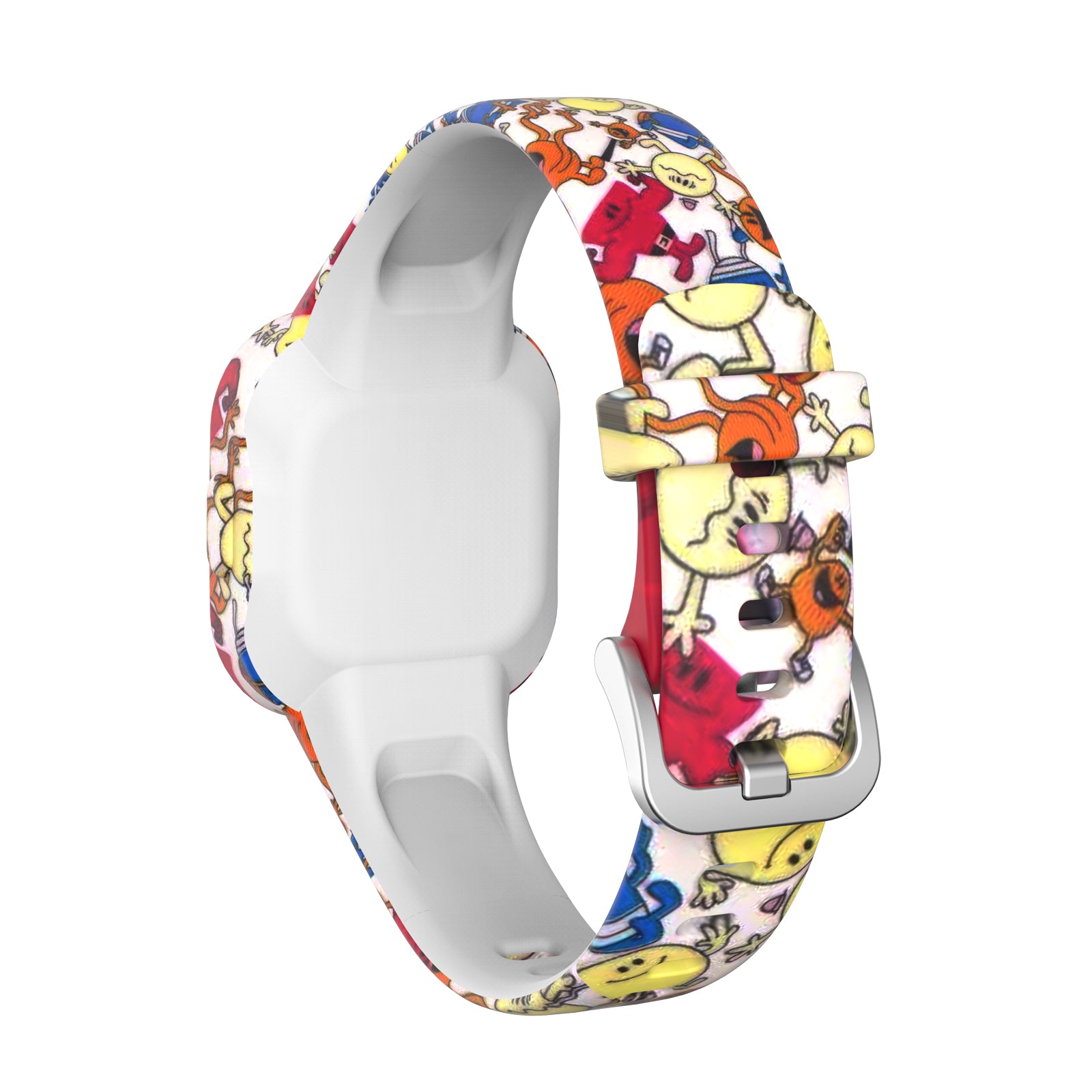 Colorful cartoon character silicone band for Garmin VivoFit JR 3 kids fitness tracker with white case and buckle