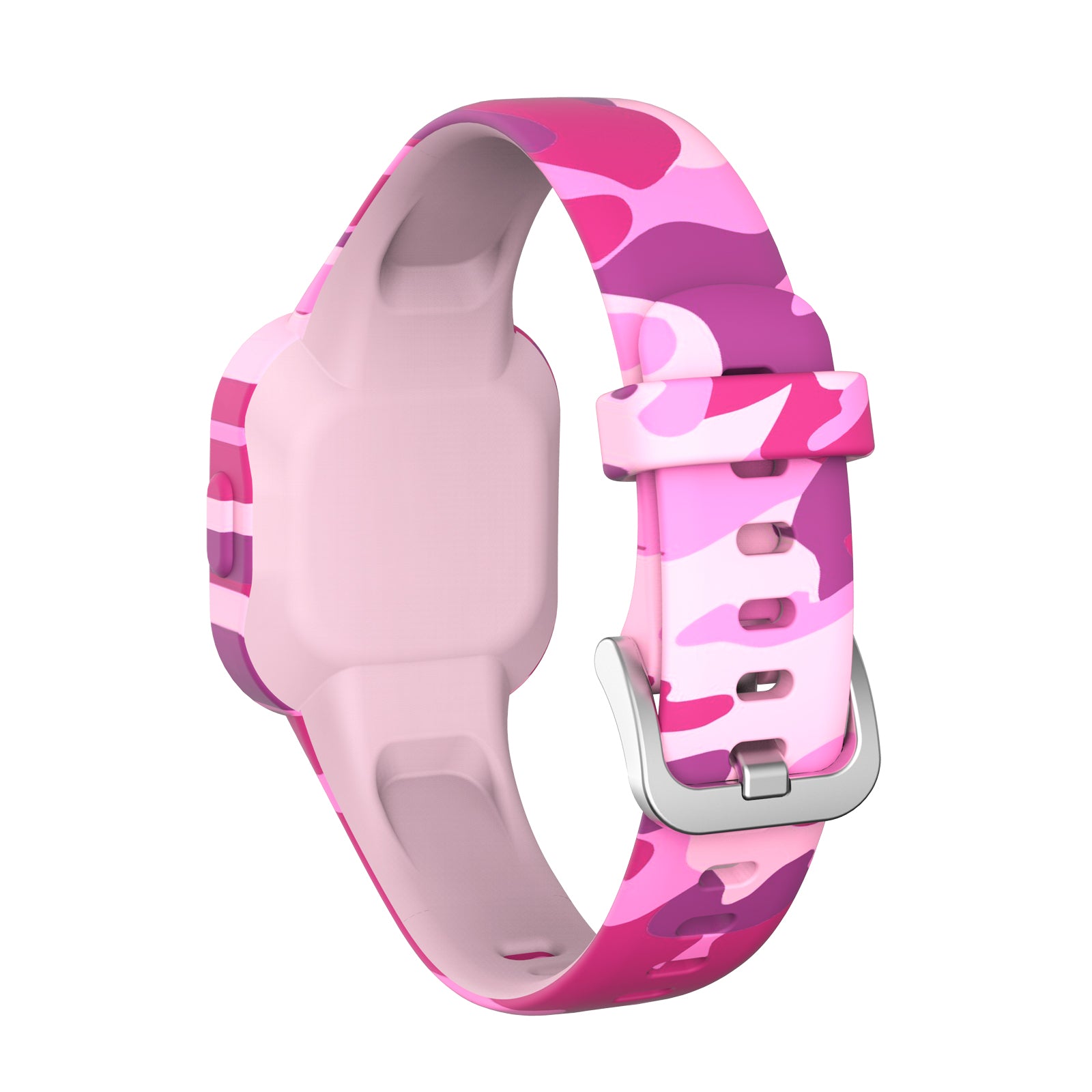 Pink camo silicone band for Garmin VivoFit JR 3 kids fitness tracker with metal buckle clasp