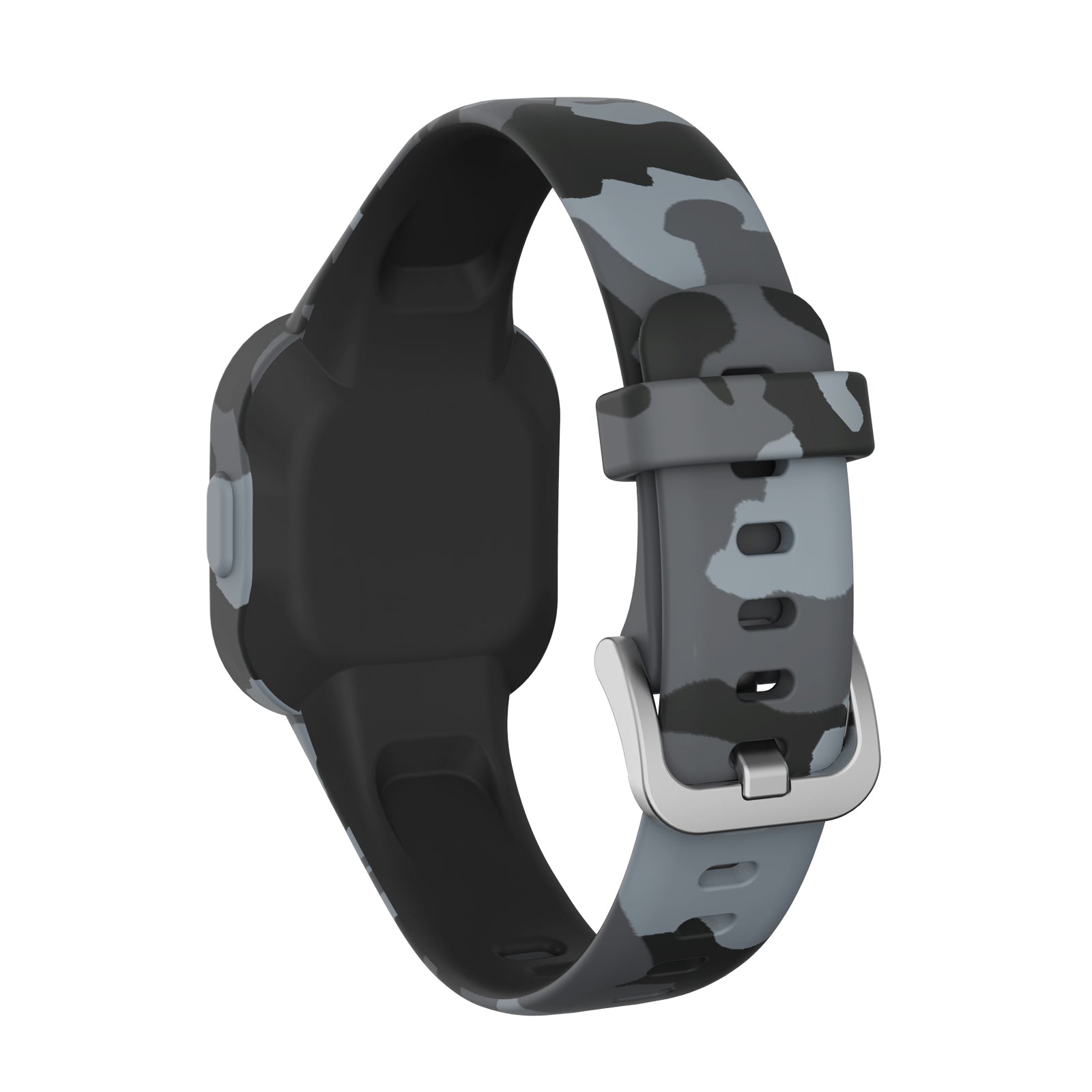 Gray and black camouflage silicone watch band for Garmin VivoFit JR 3 kids fitness tracker with adjustable buckle