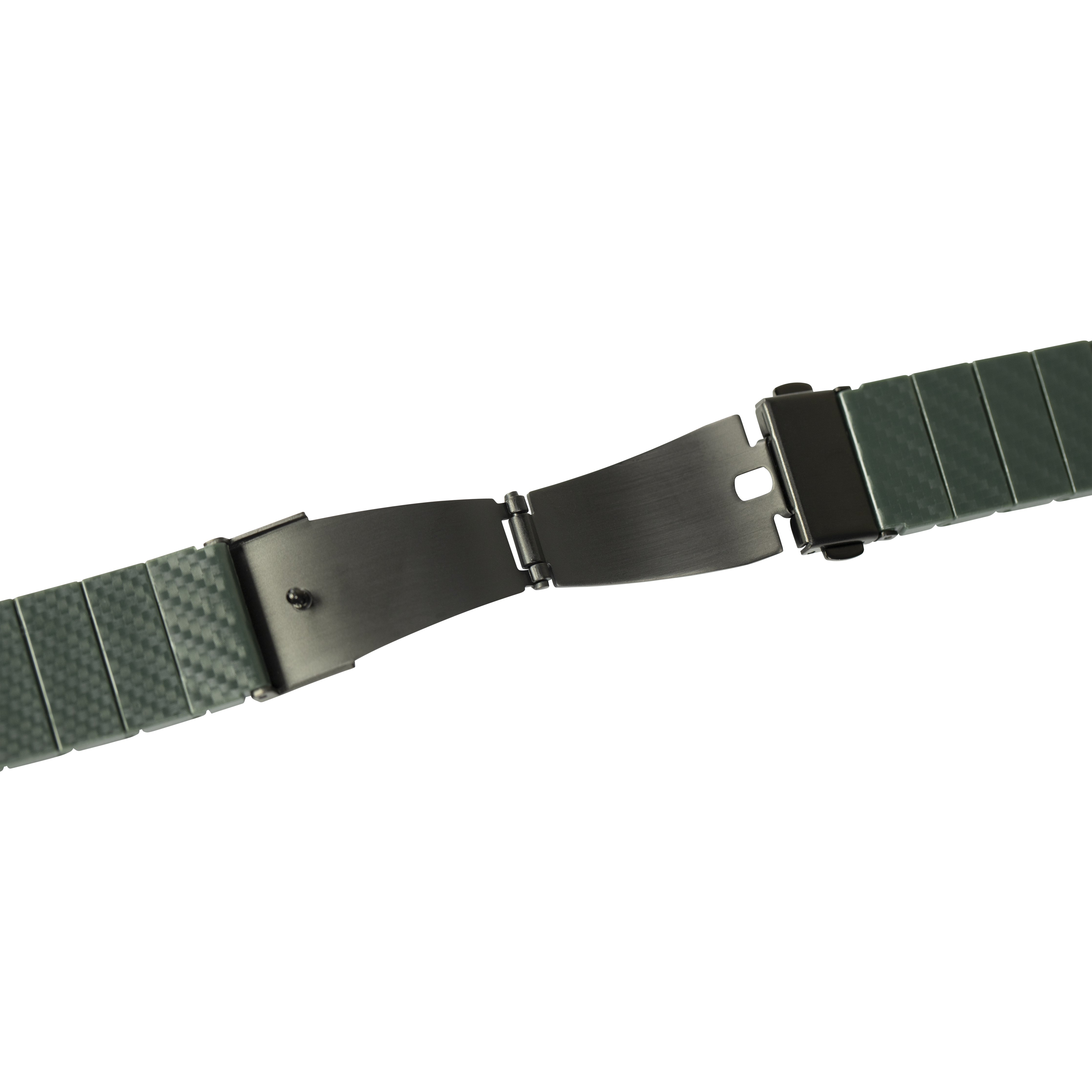Green carbon fiber Apple Watch band with brushed metal buckle clasp