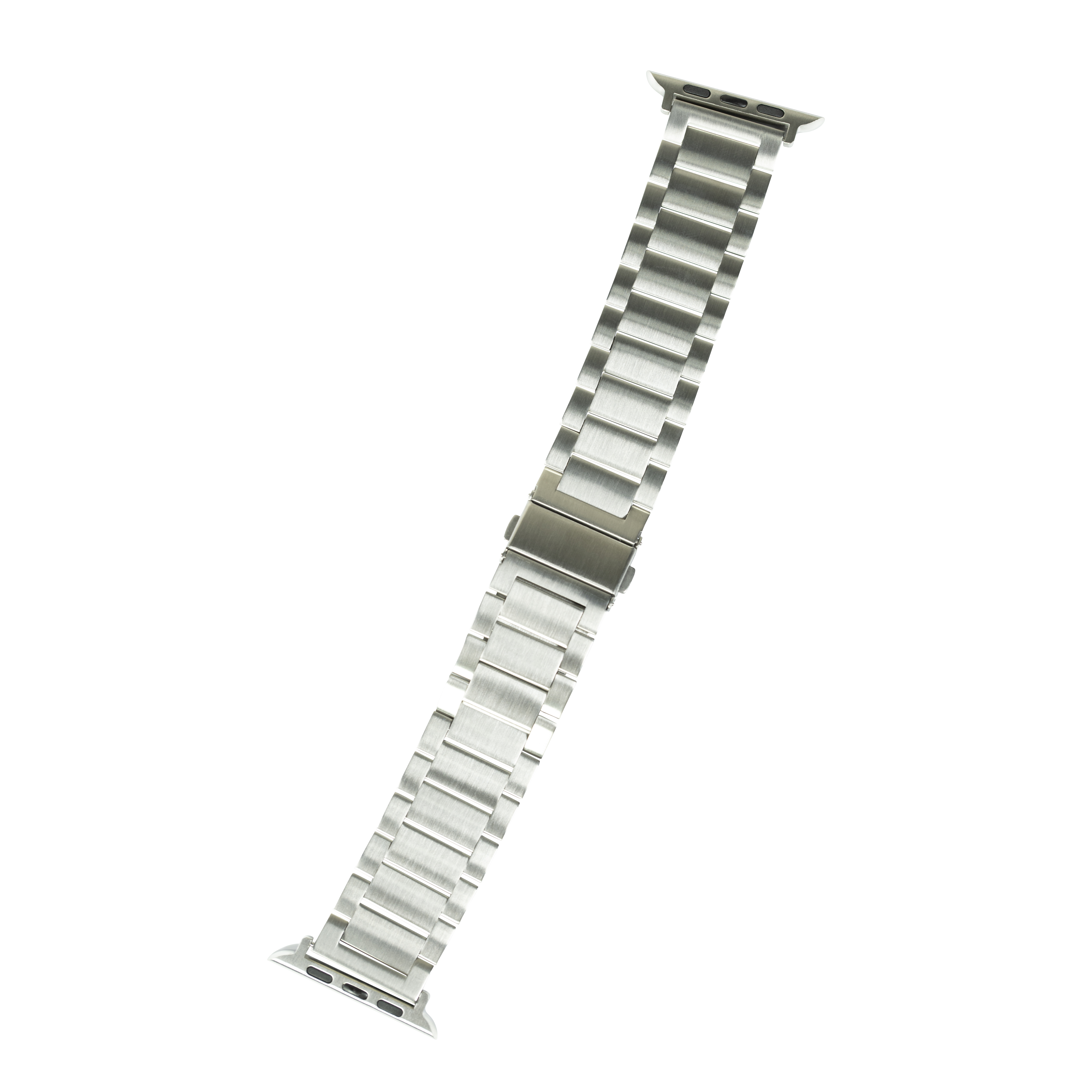 Stainless steel EasyFit bracelet band for Apple Watch with silver link construction and magnetic closure connector