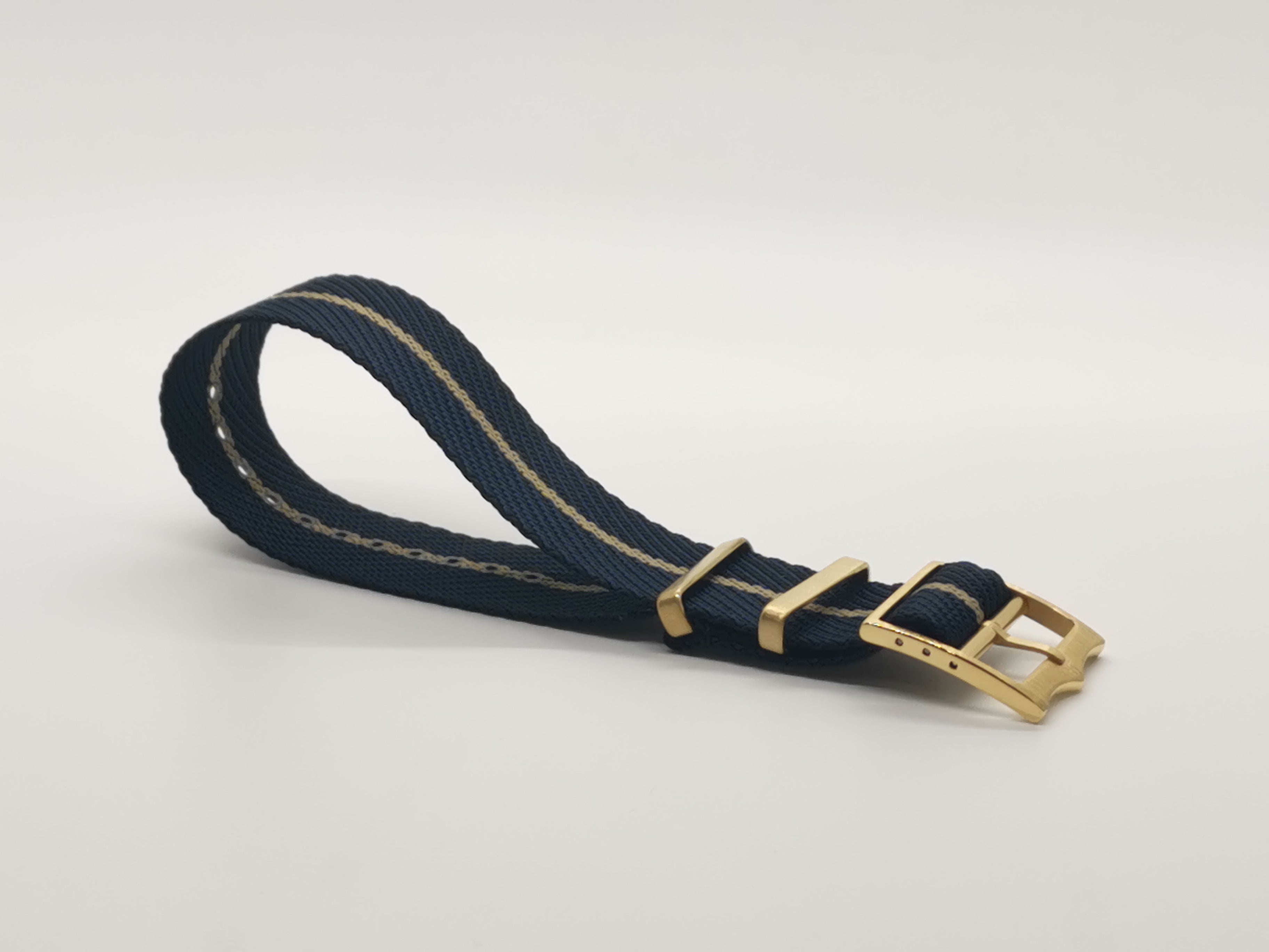 Cross NATO (Adjustable) - Night Blue / Wheat (Gold Hardware) Watch Strap - Strapify