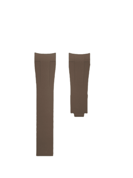 Curved brown flexi rubber watch strap for Rolex, flexible replacement band for luxury watches