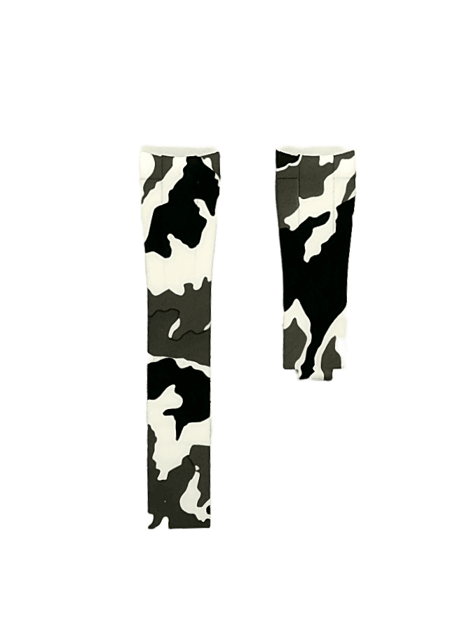 Flexi rubber watch strap in white camouflage pattern with curved design for curved watch cases