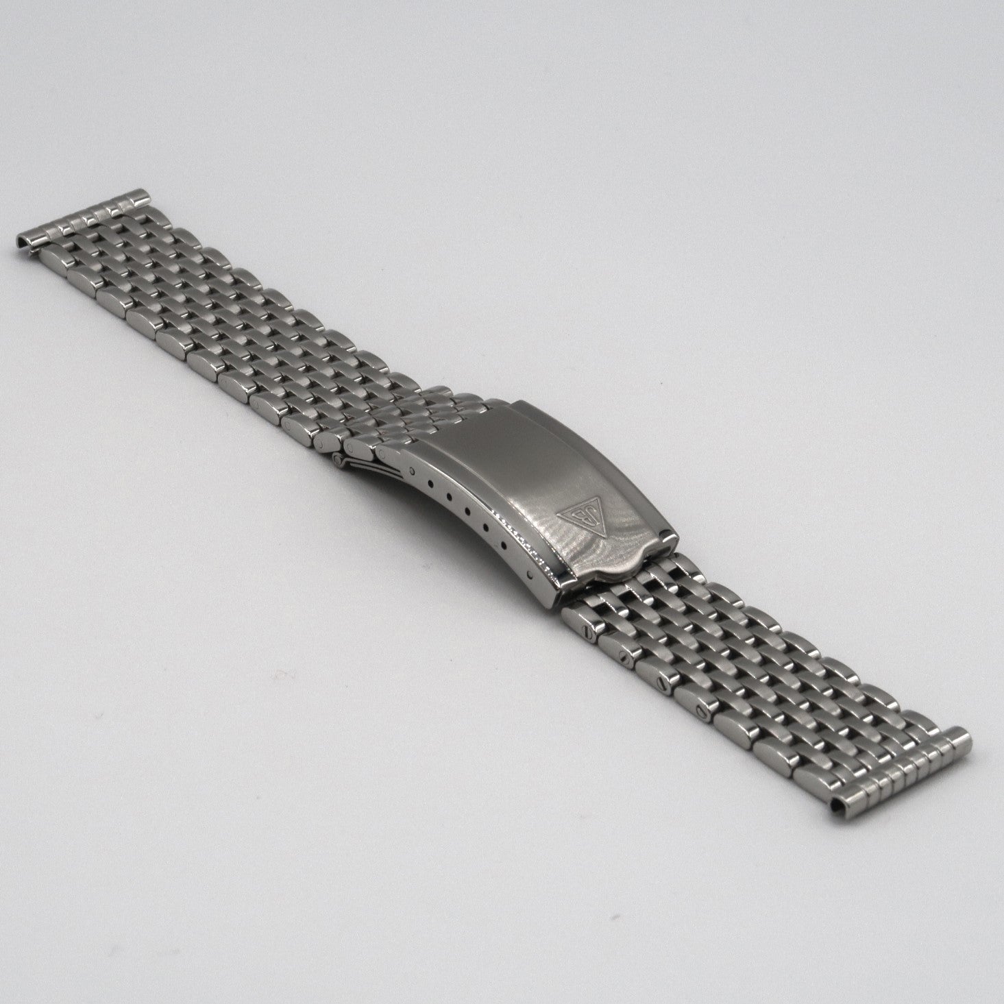 Stainless steel watch bracelet with nine-row beads of rice link design and adjustable clasp