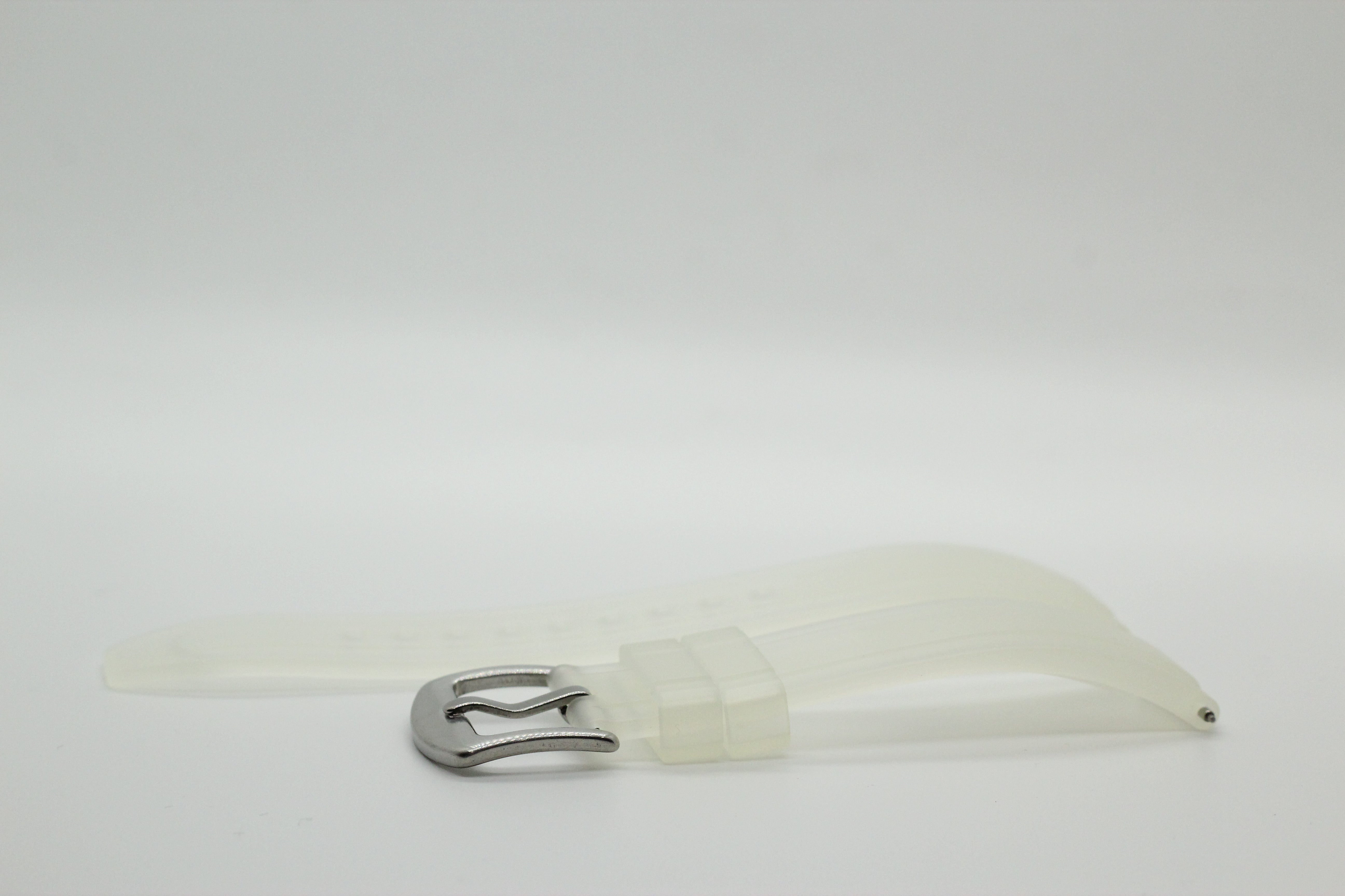 Quick Release Kingston FKM Rubber watch strap in jellyfish white with metal buckle clasp