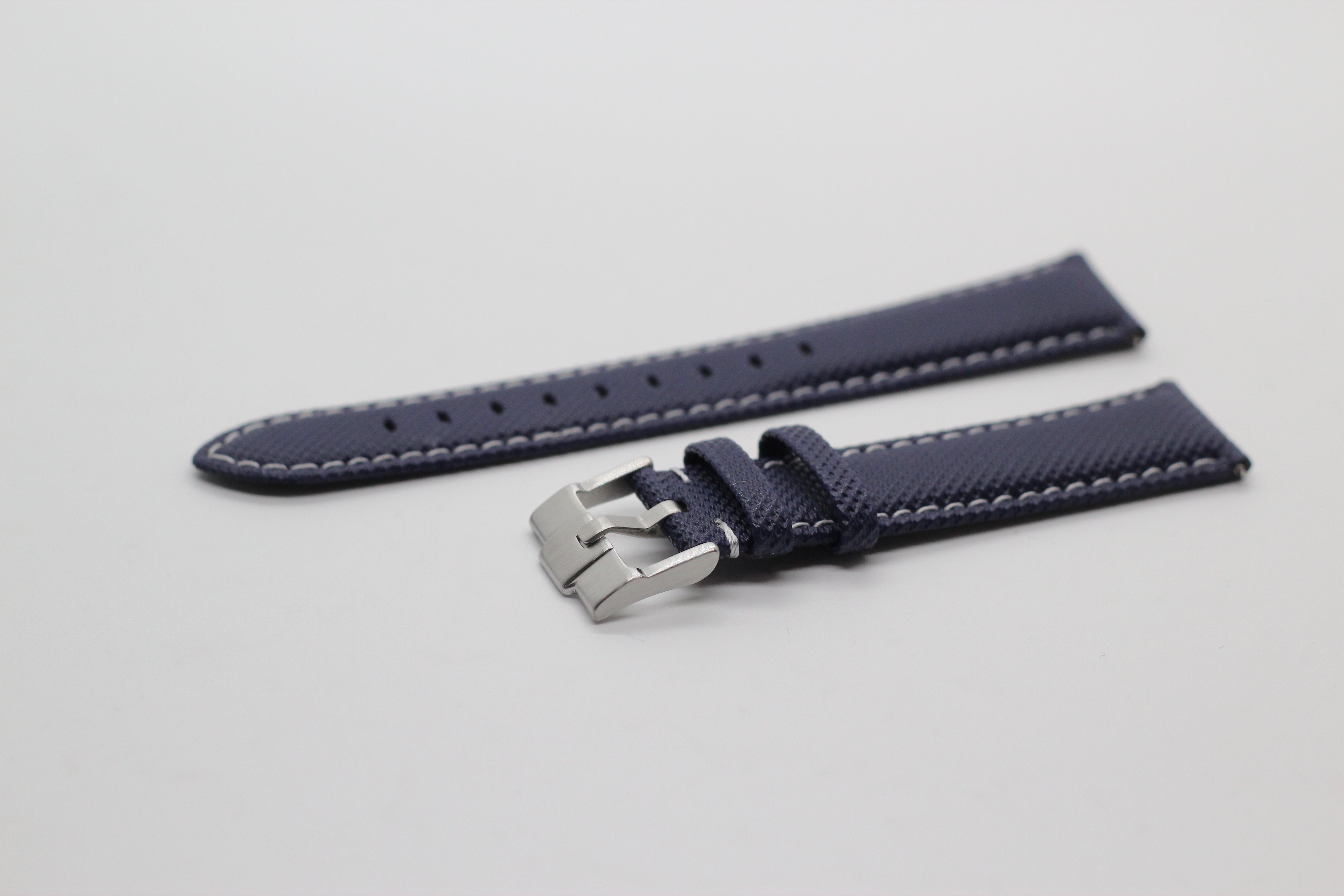 [Quick Release] Sailcloth - Navy Blue | White Stitching - Strapify