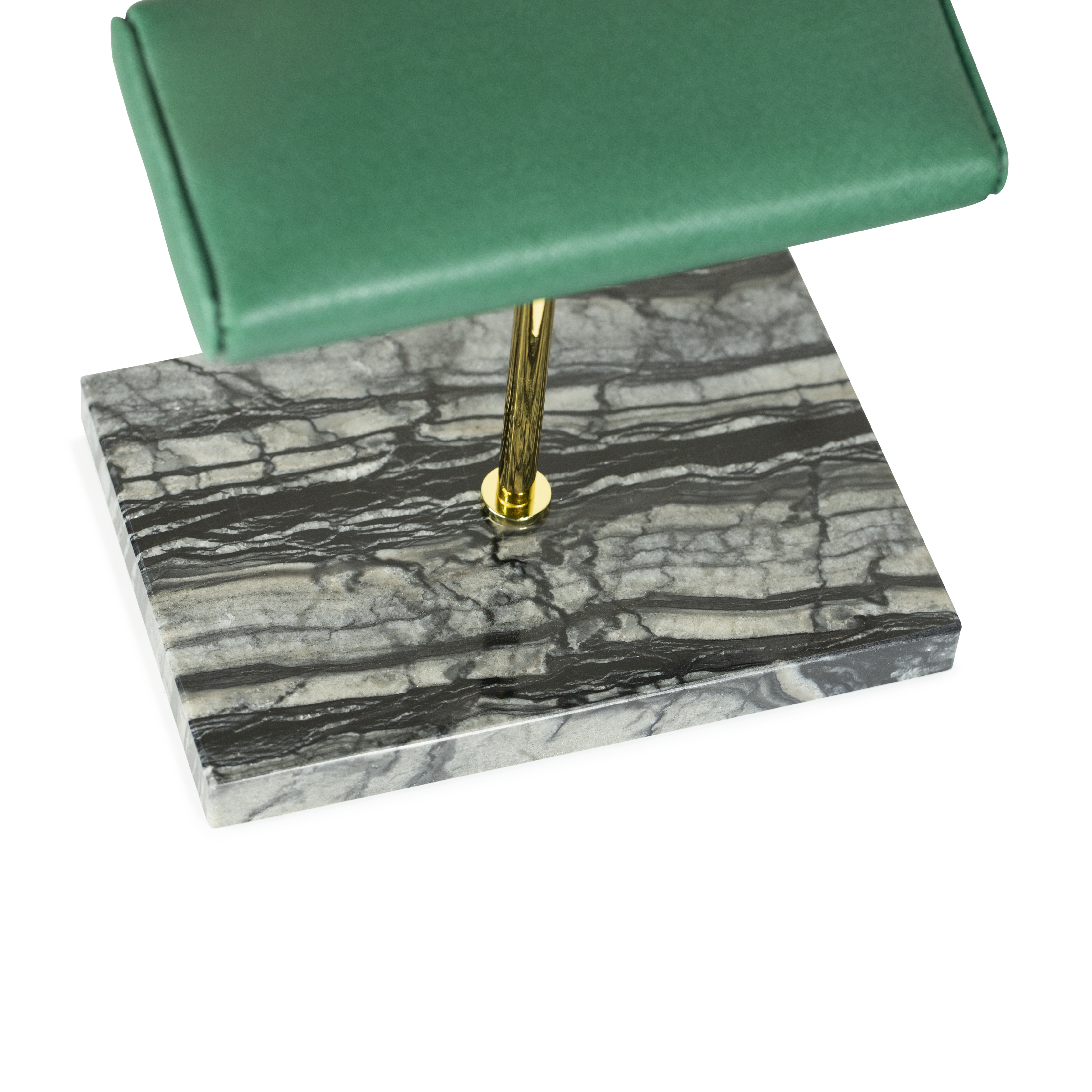 Marble Dual Watch Stand - Saffiano Green | Black Marble