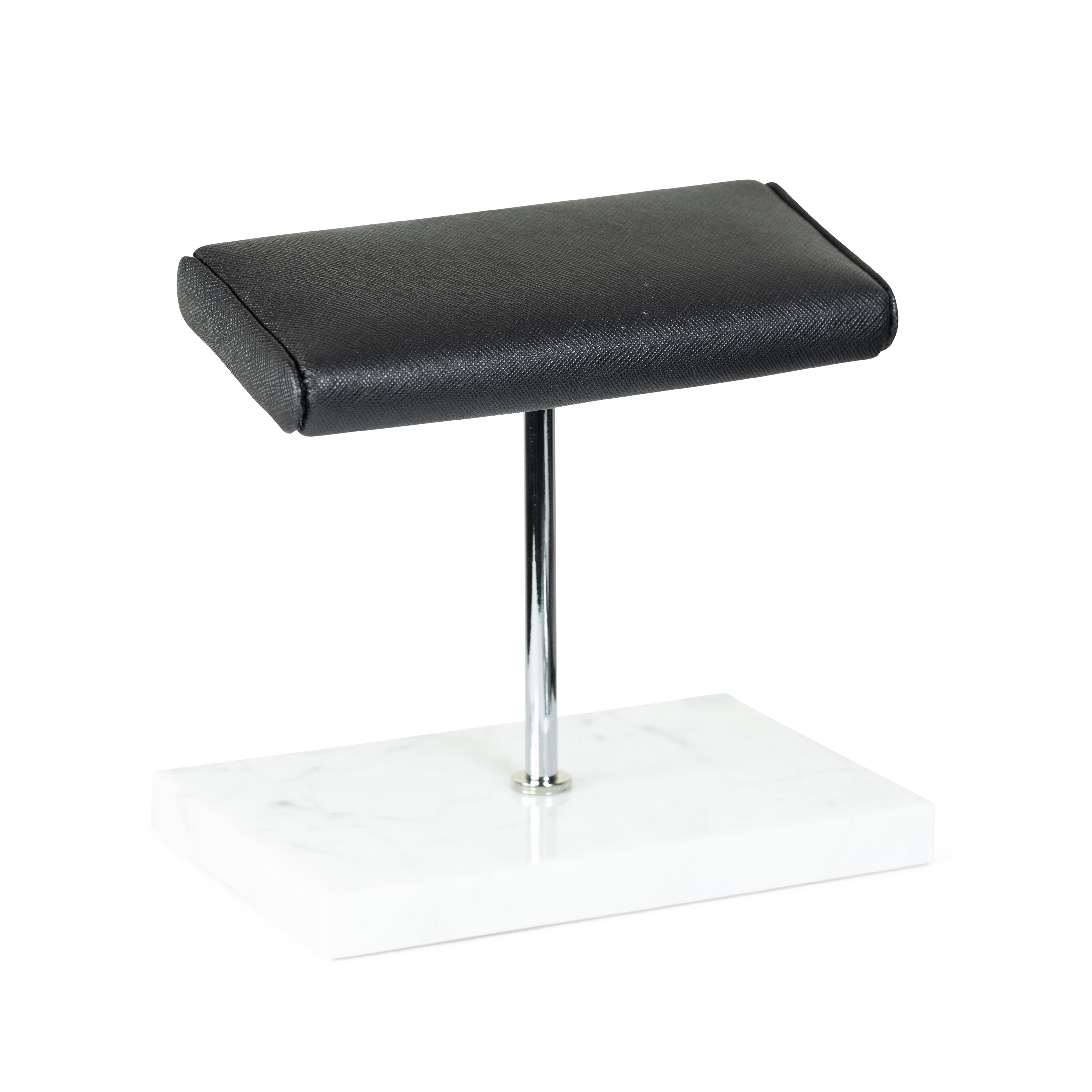 Marble Dual Watch Stand - Saffiano Black | White Marble