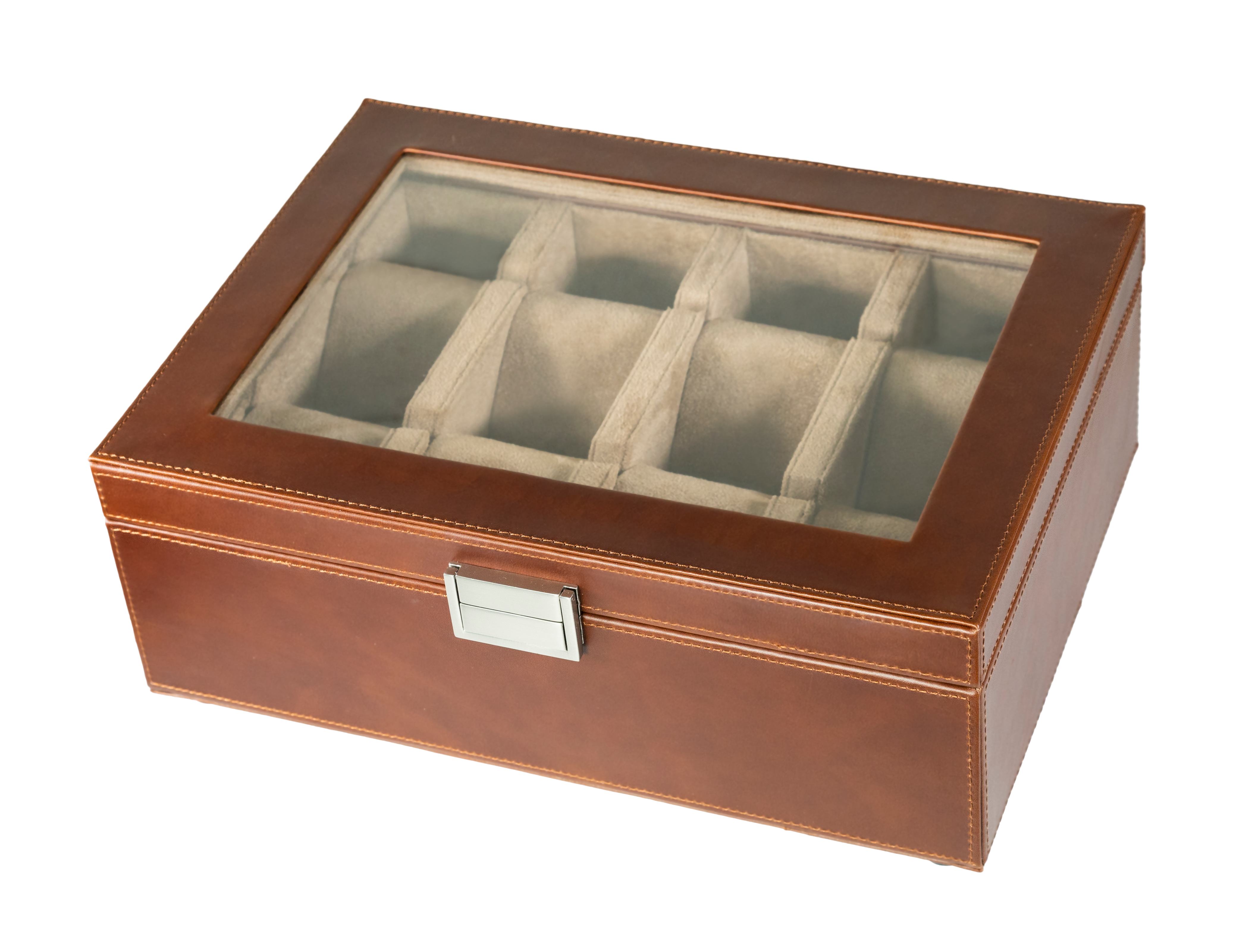 Jefferson - 8 Watch Box - Dark Brown Leather | Brown Velvet