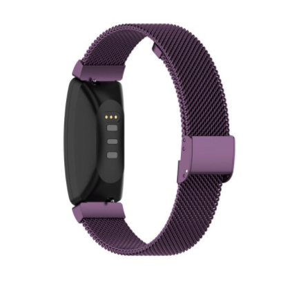 Purple Milanese mesh band for Fitbit Inspire and Ace 2 fitness trackers with magnetic closure