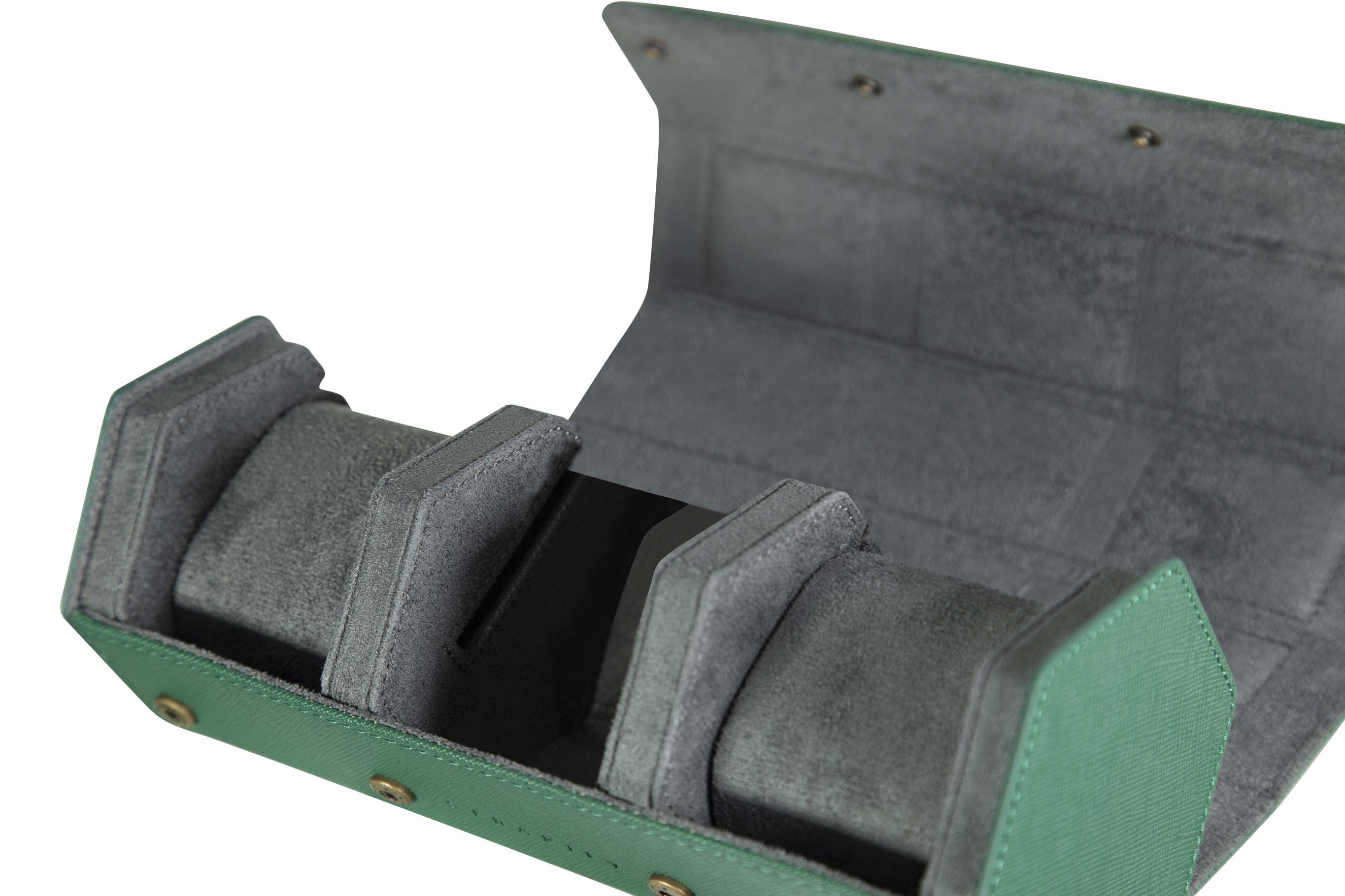 Jefferson - 3 Watch Roll - Saffiano Green | Grey Velvet