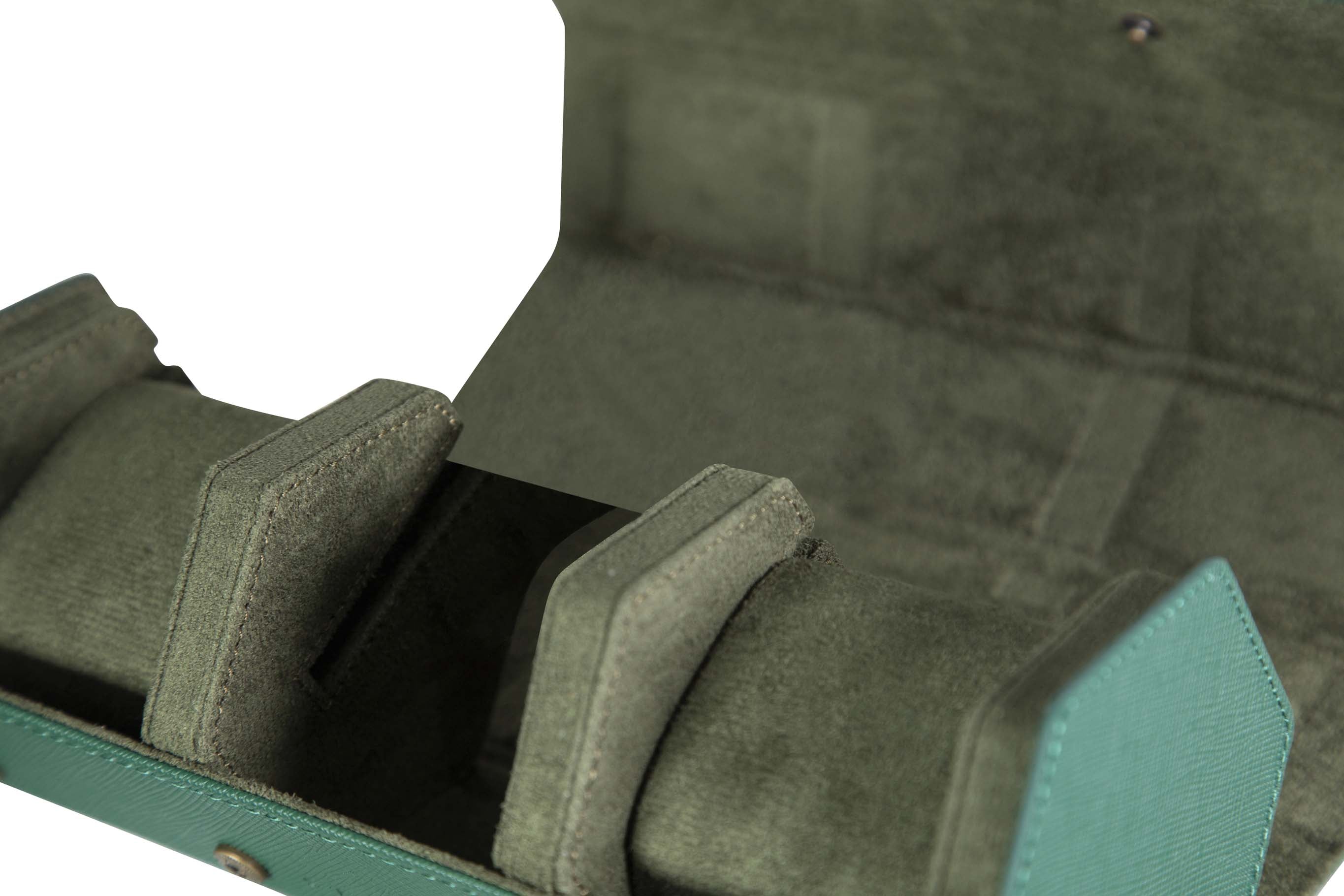 Jefferson - 3 Watch Roll - Saffiano Green | Forest Green Velvet