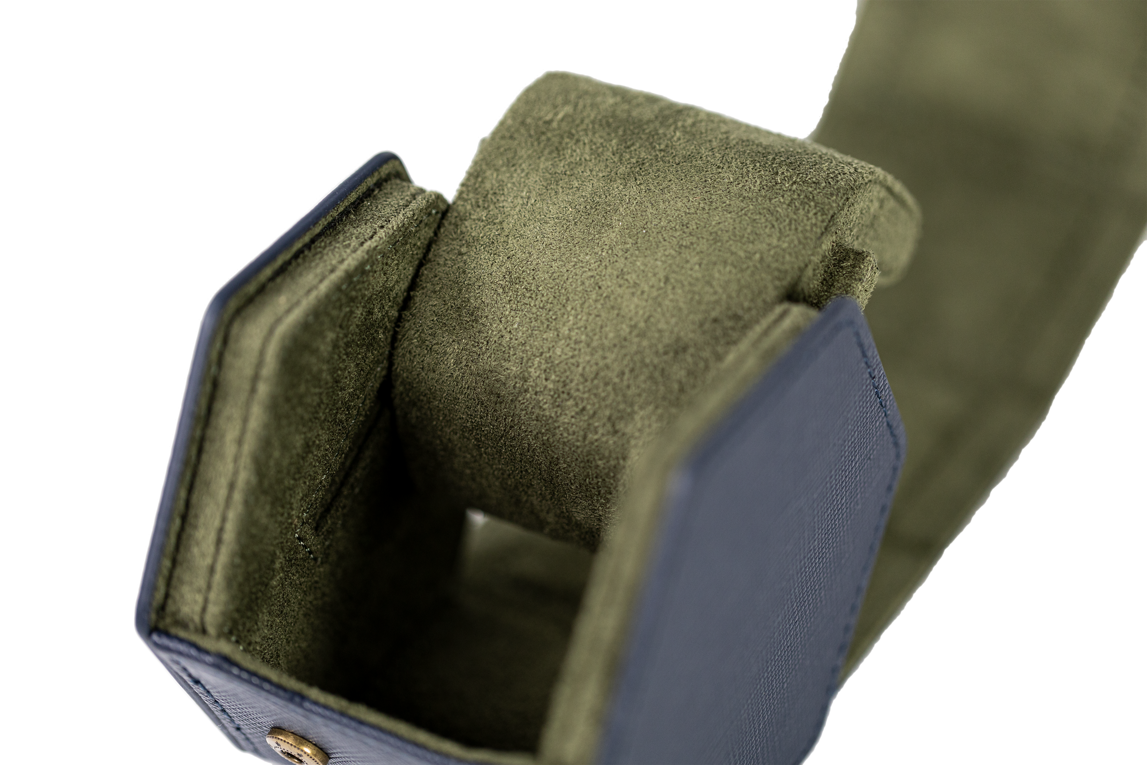 Jefferson - 1 Watch Roll - Saffiano Navy Blue | Forest Green