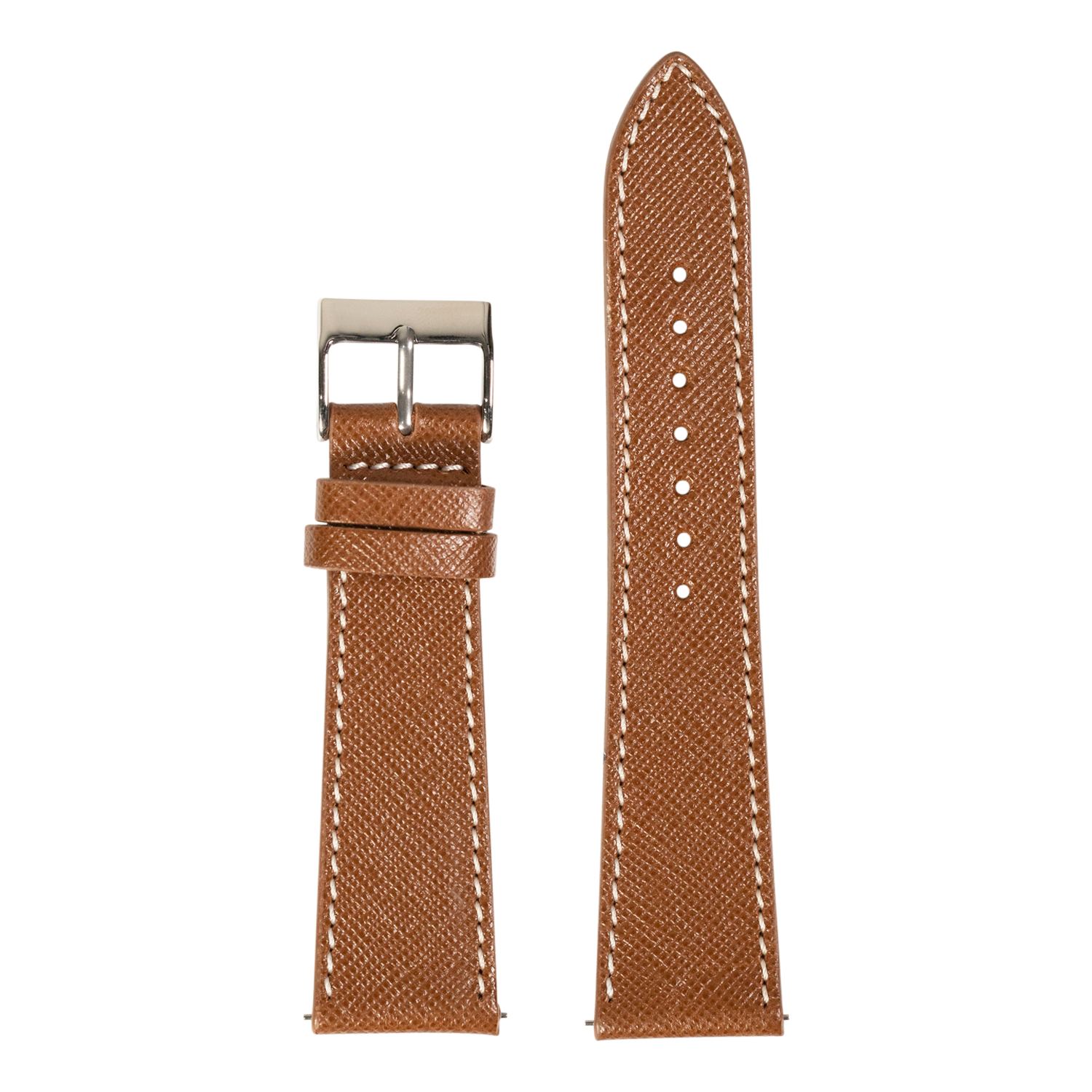 [Apple Watch] Saffiano Leather - Brown with White Stitching