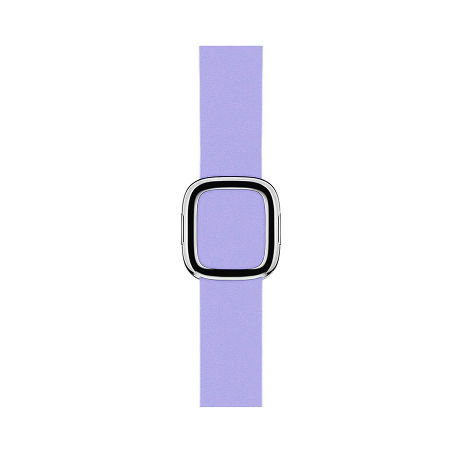 Lavender silicone band smartwatch with polished stainless steel buckle clasp and square display face