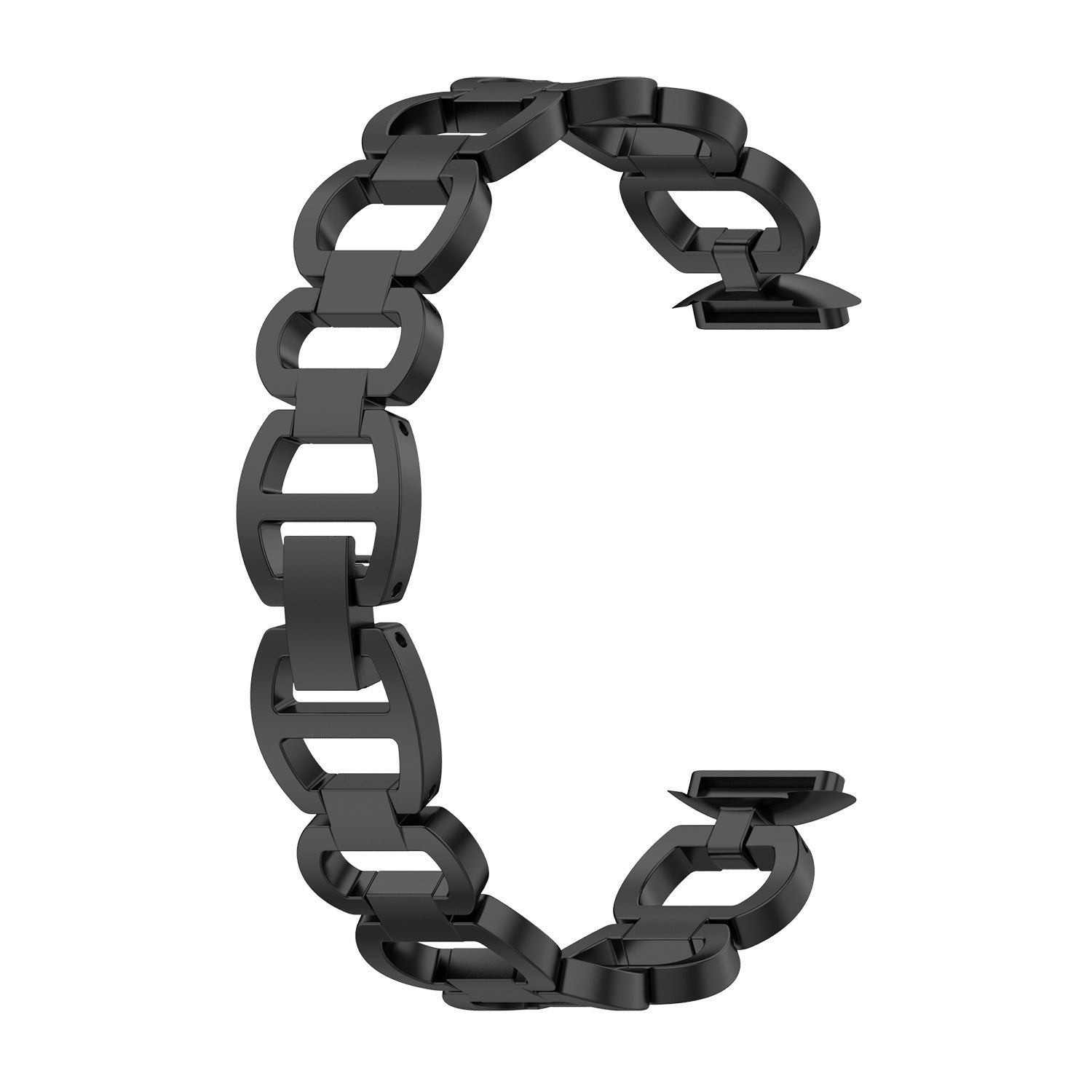 Black stainless steel chain bracelet strap with magnetic clasp for Fitbit Luxe fitness tracker