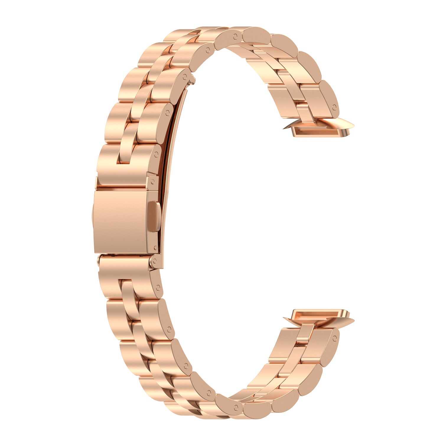 Fitbit Luxe rose gold stainless steel bracelet band with fold-over clasp and link segments