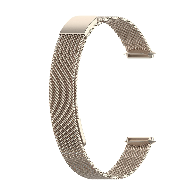 Champagne gold Milanese mesh band for Fitbit Luxe smartwatch with magnetic clasp closure